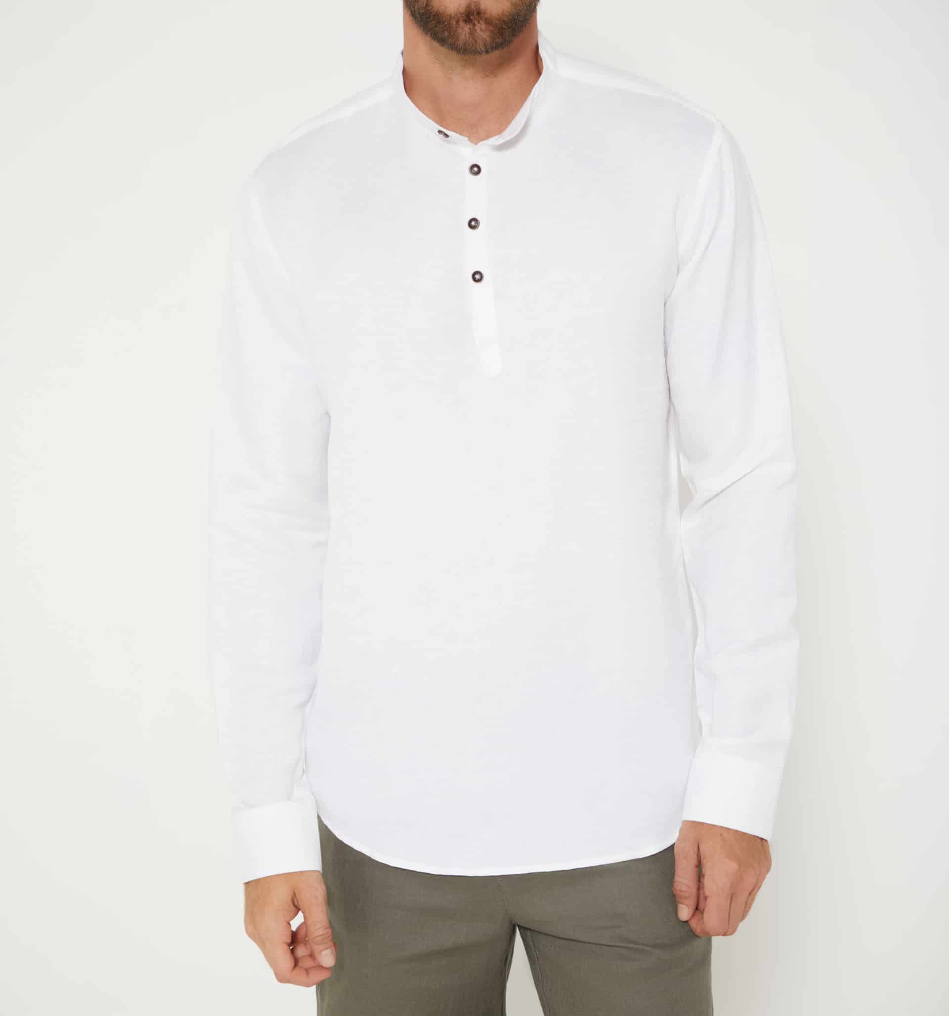 Camisa lino para hombre cuello nerú - miniatura 3
