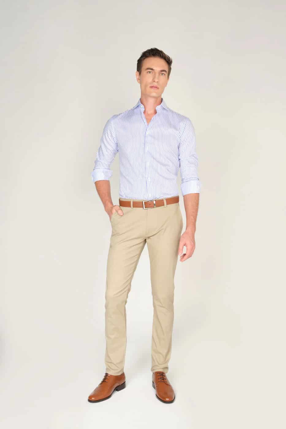 Camisa Slim Algodón Azul Rayas - miniatura 2