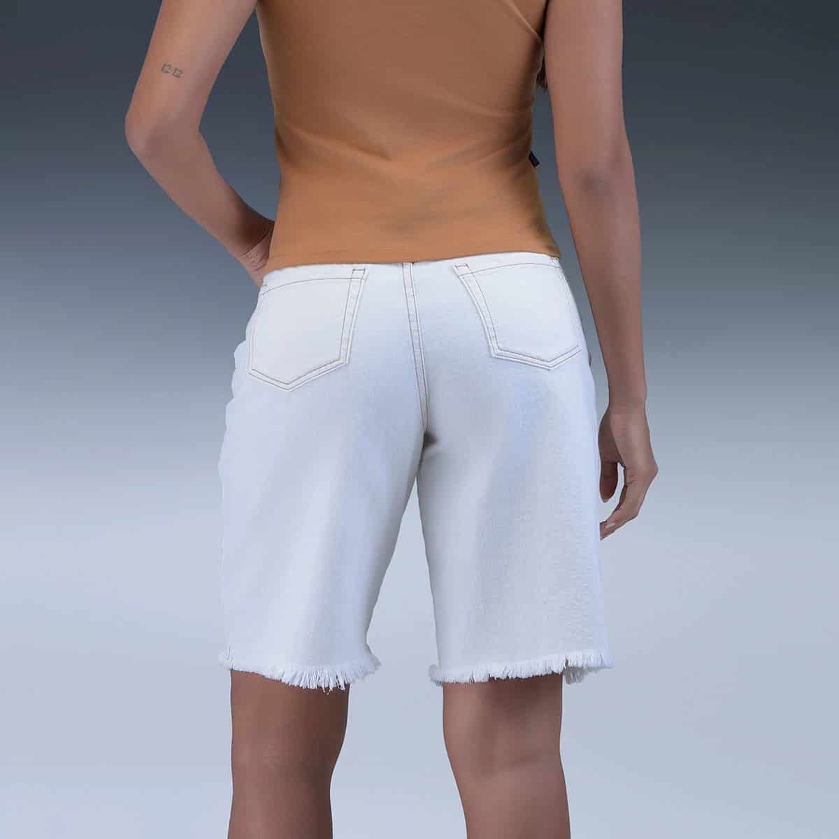 Short Blanco Denim Mujer - miniatura 2