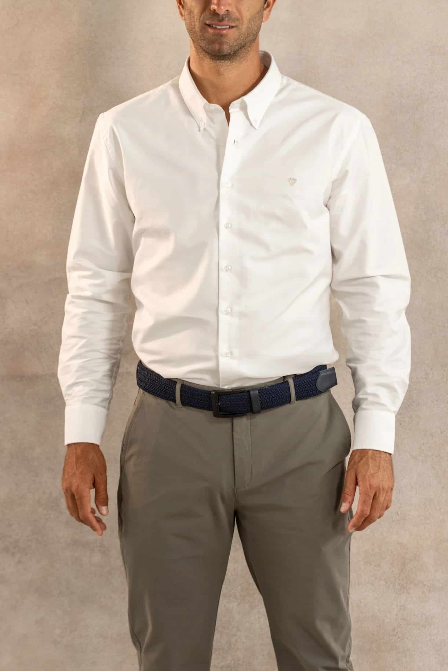 Camisa Antimanchas Oxford Blanco Logo Beige - miniatura 4