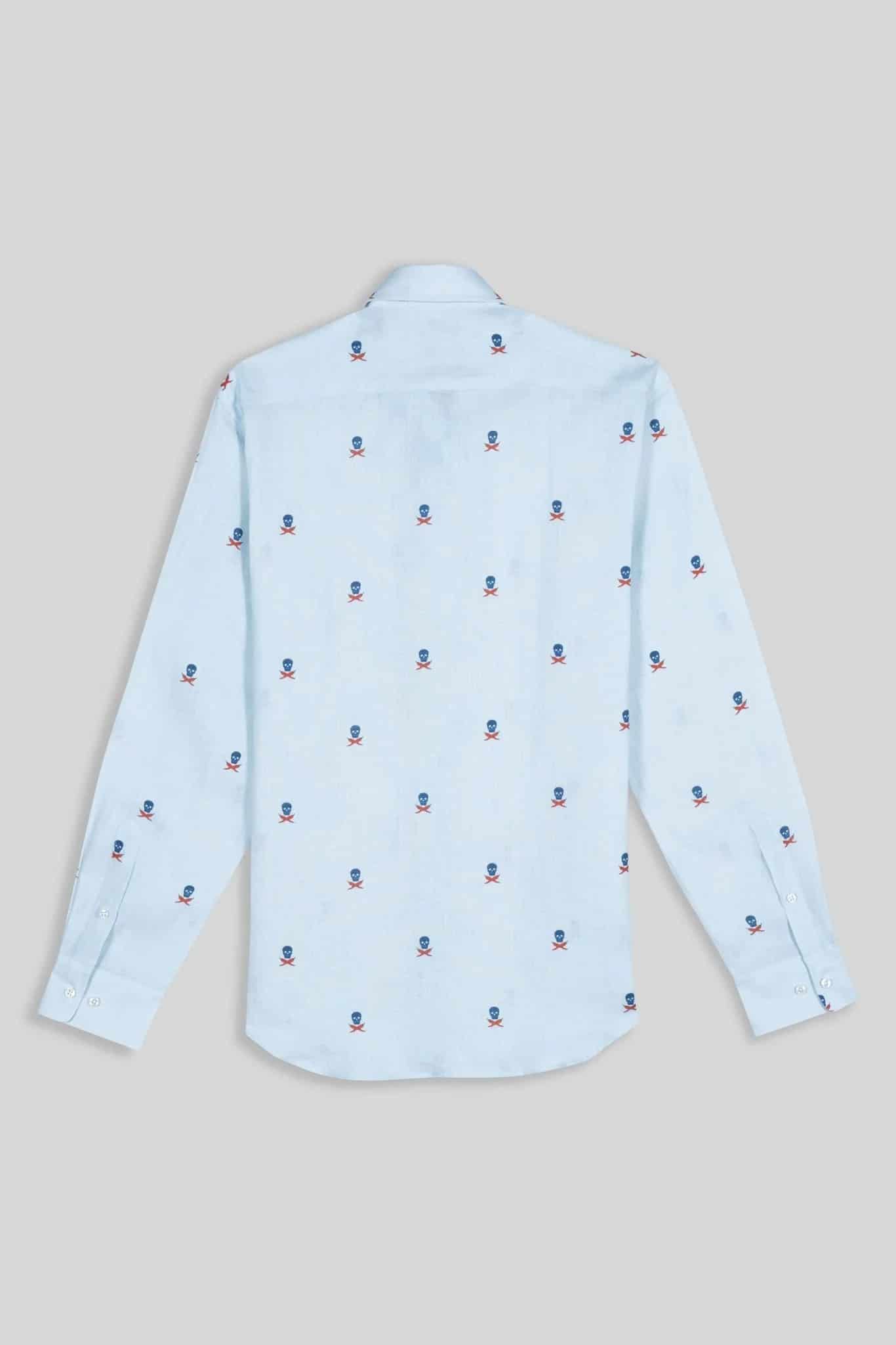 Men's linen shirt separated skulls icement - miniatura 6