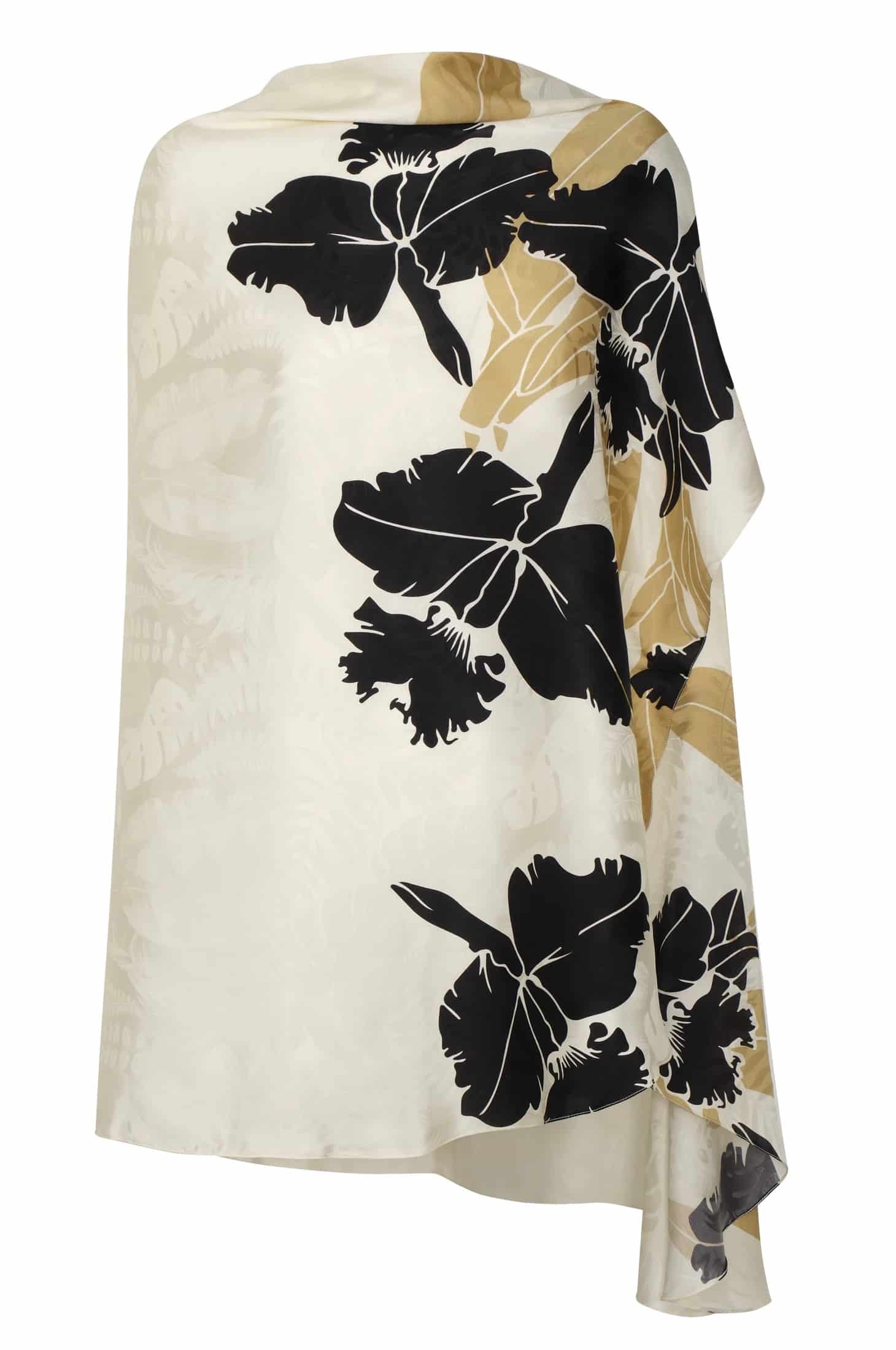 Capote Silk Jacquard Cape / Black Orchids - miniatura 1