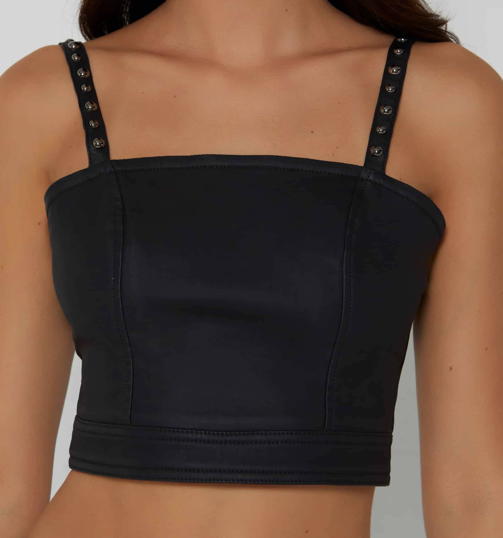 Blusa crop de tiras taches en pu - miniatura 3