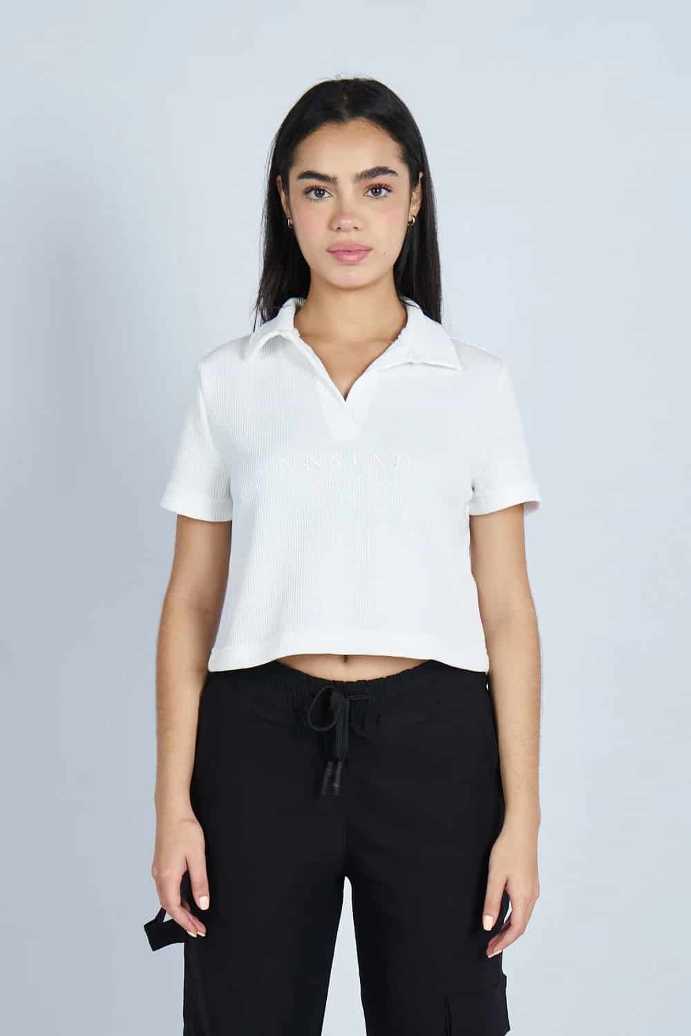 Lounge cropped Polo textura Blanca | Drop 03 | - miniatura 1