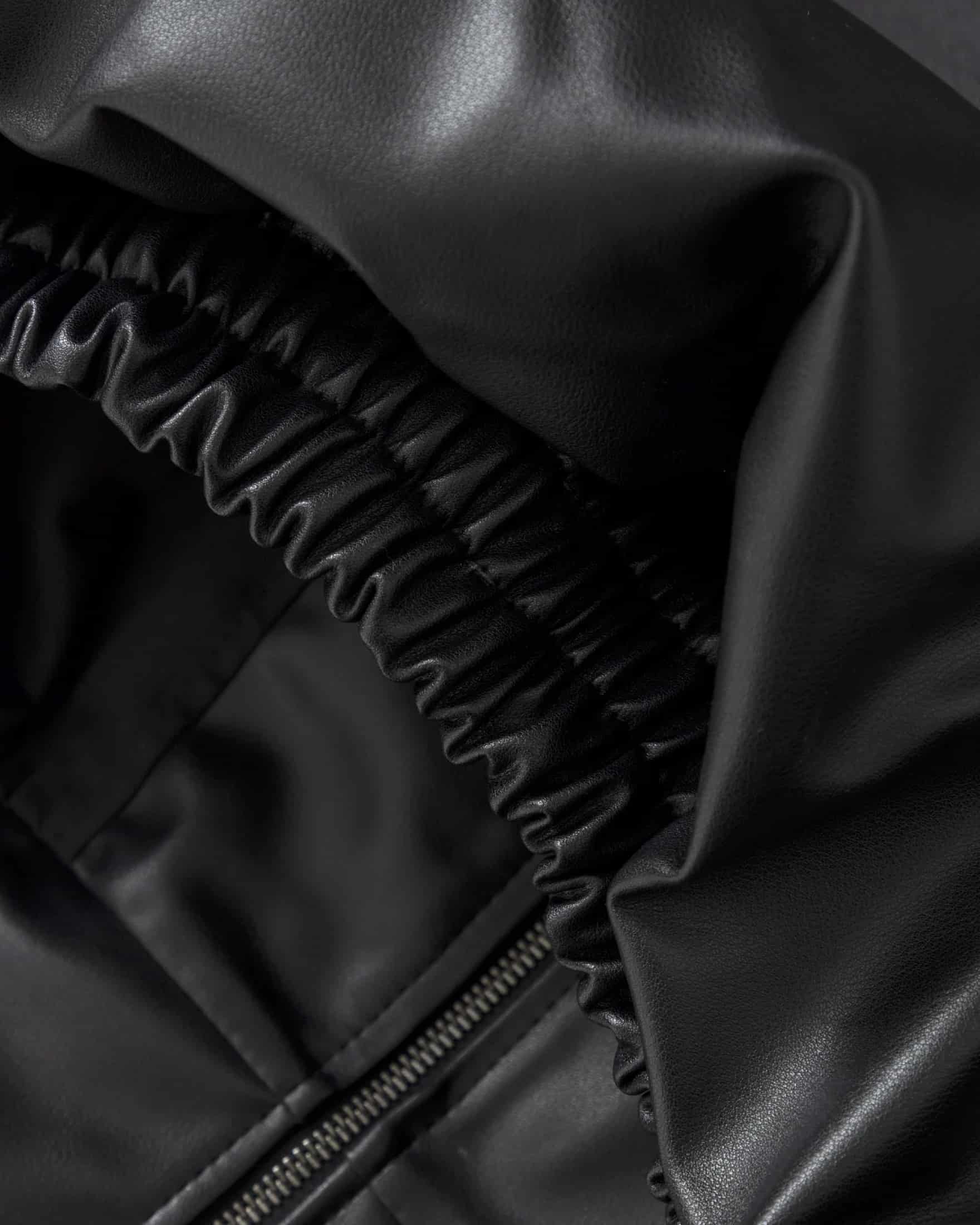 Basics UNDRGLD Leather Zip Up Hoodie Jacket Black - miniatura 7