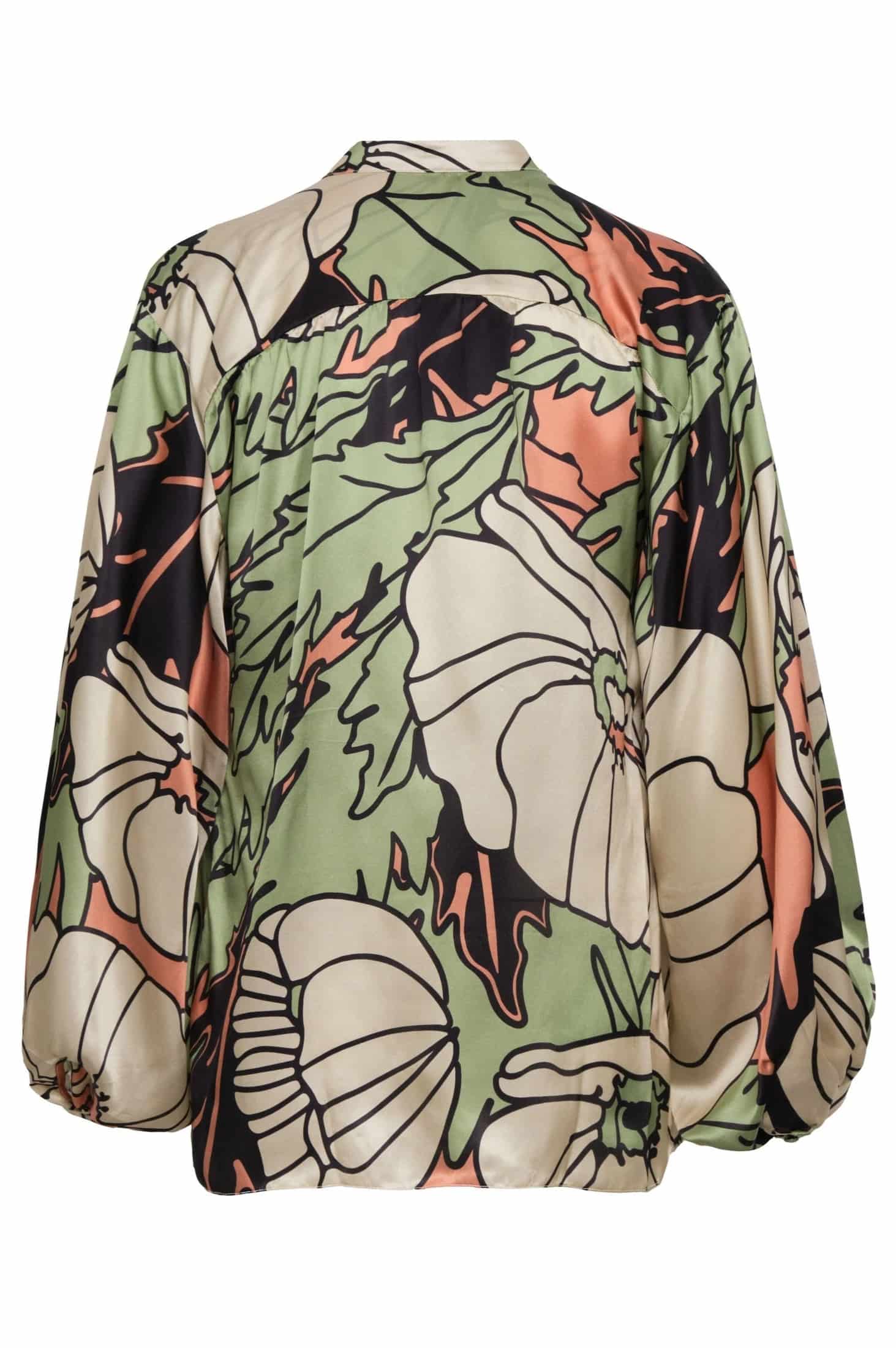 Don Simon Satin Silk Blouse / Sage Gladiolos Garden - miniatura 2