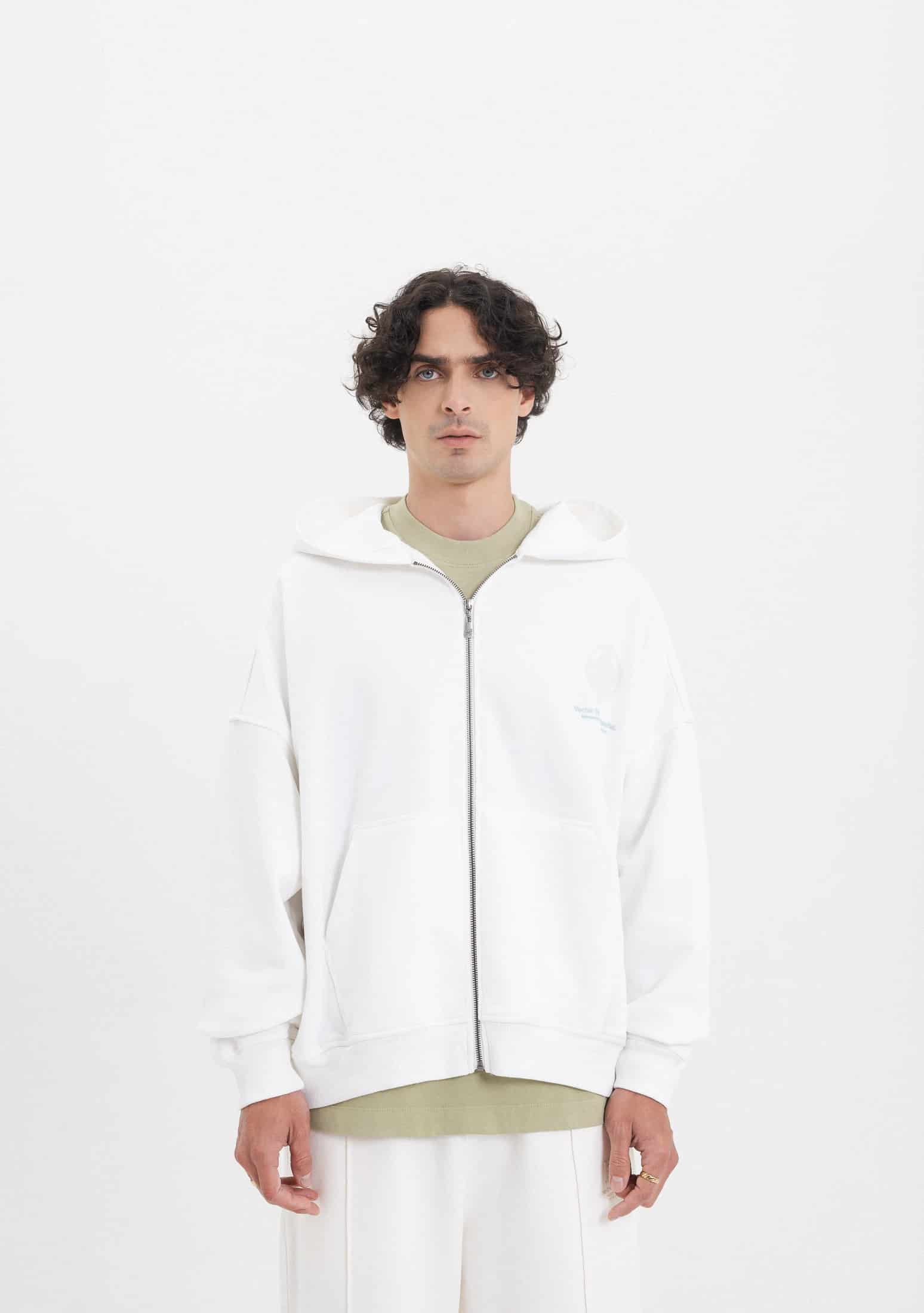 Across The Lines White Zip Hoodie - miniatura 2