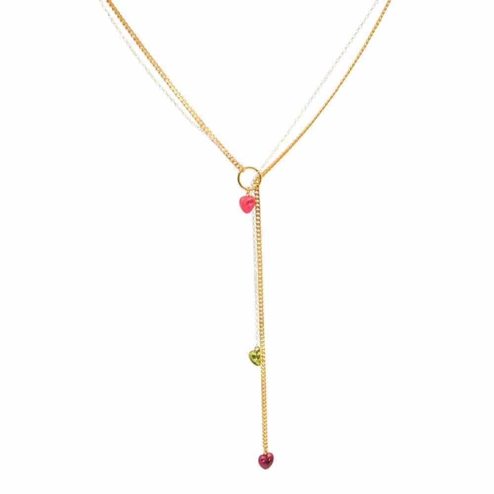 Cadena Steel Hearts Long Gold & Silver - miniatura 1