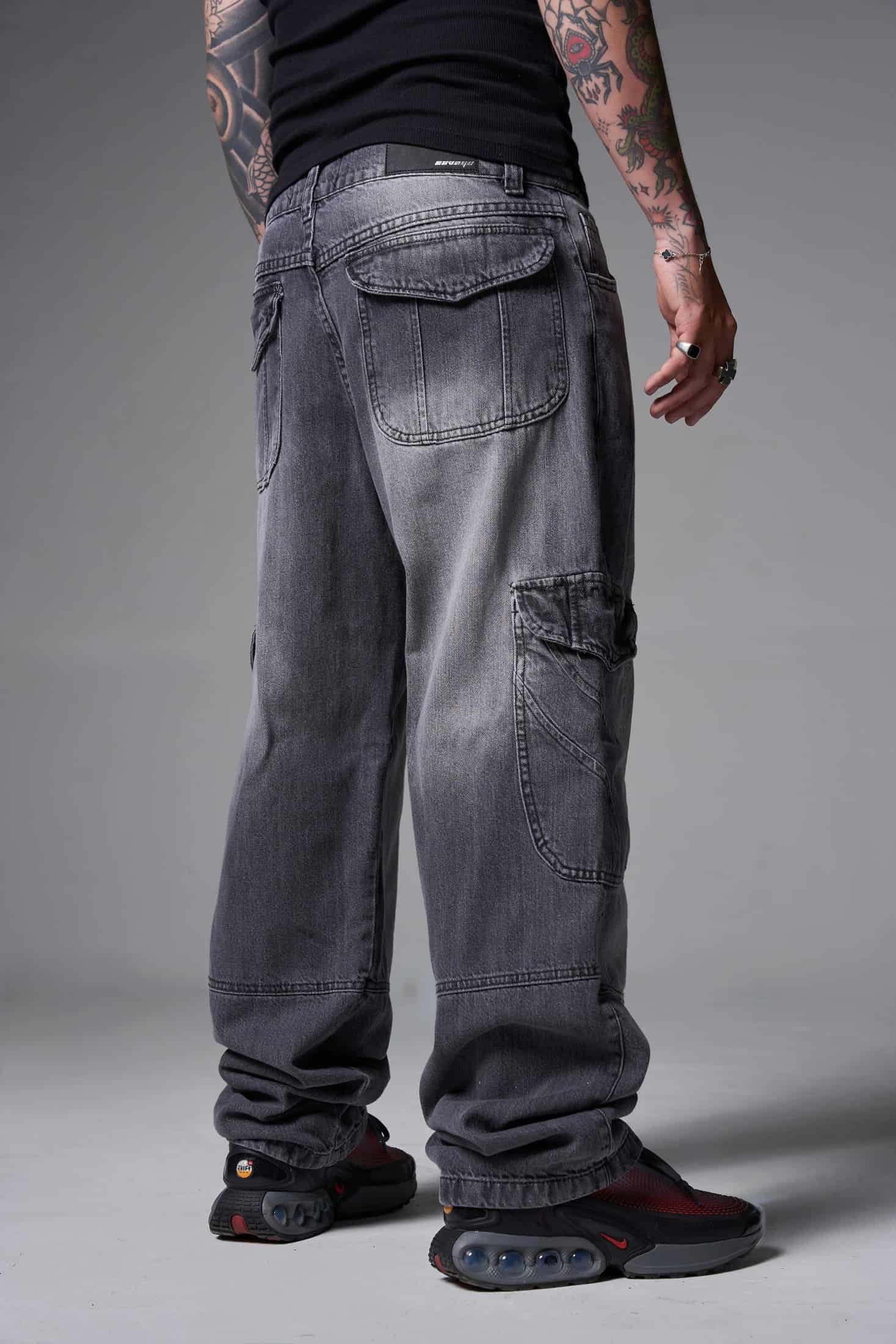 JEANS BAGGY 2 BOLSILLOS  1 CORTE GRIS CLARO - miniatura 3