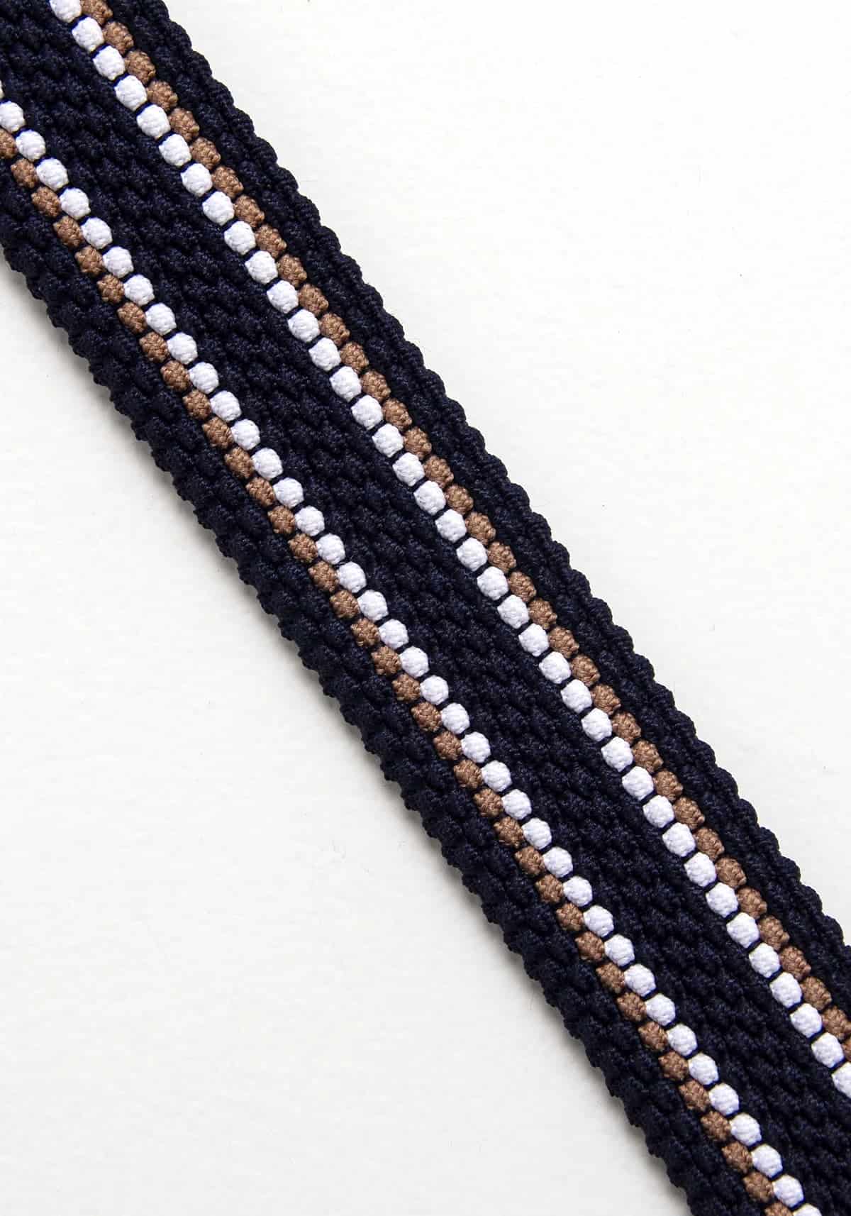Cinturón Reversible Elástico Azul Oscuro - Color Block Kaki Blanco - miniatura 2