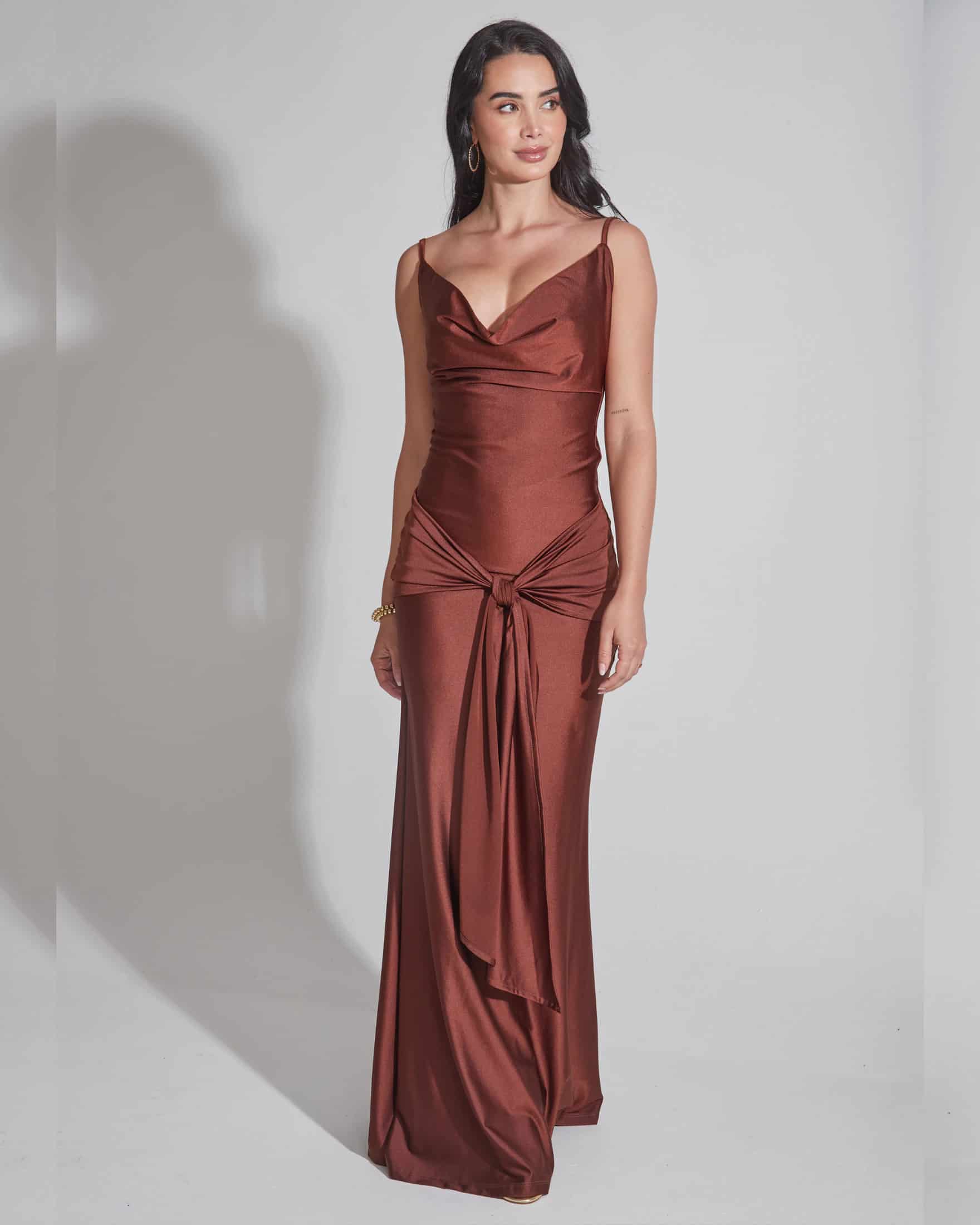Vestido de Fiesta Drapeado Anudado - miniatura 1