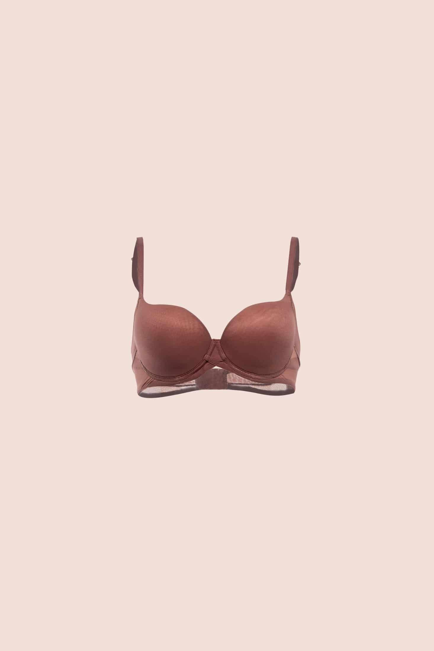 BRASIER CON COPA Y ARO INVISIBLE ULTRA COMODO ALMA LIMPIA MARRON - miniatura 1
