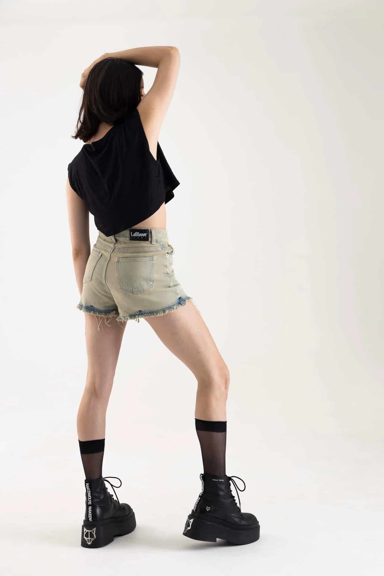 BLACK ACID DENIM SHORT - miniatura 20