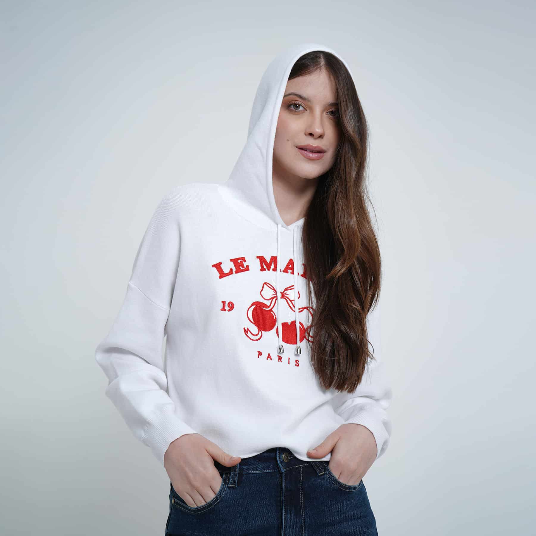 Buzo sudadera crop con capucha bordado Berry - miniatura 2