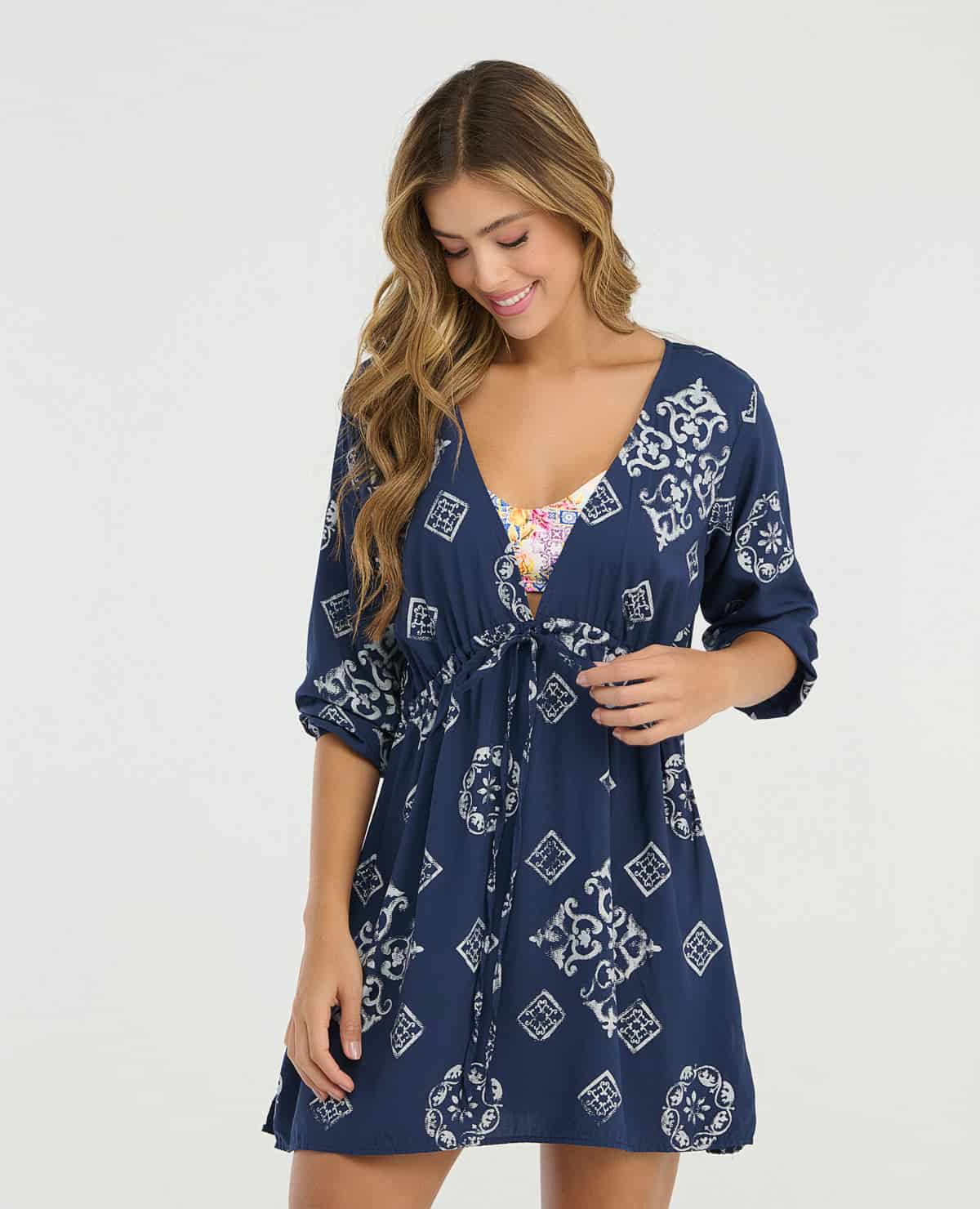 Vestido Corto | Escote en V | Mangas 3/4 - miniatura 1
