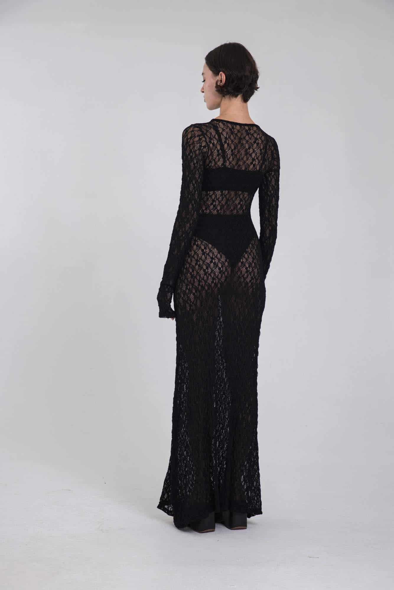 VITTORIA BLACK LACE DRESS - miniatura 2