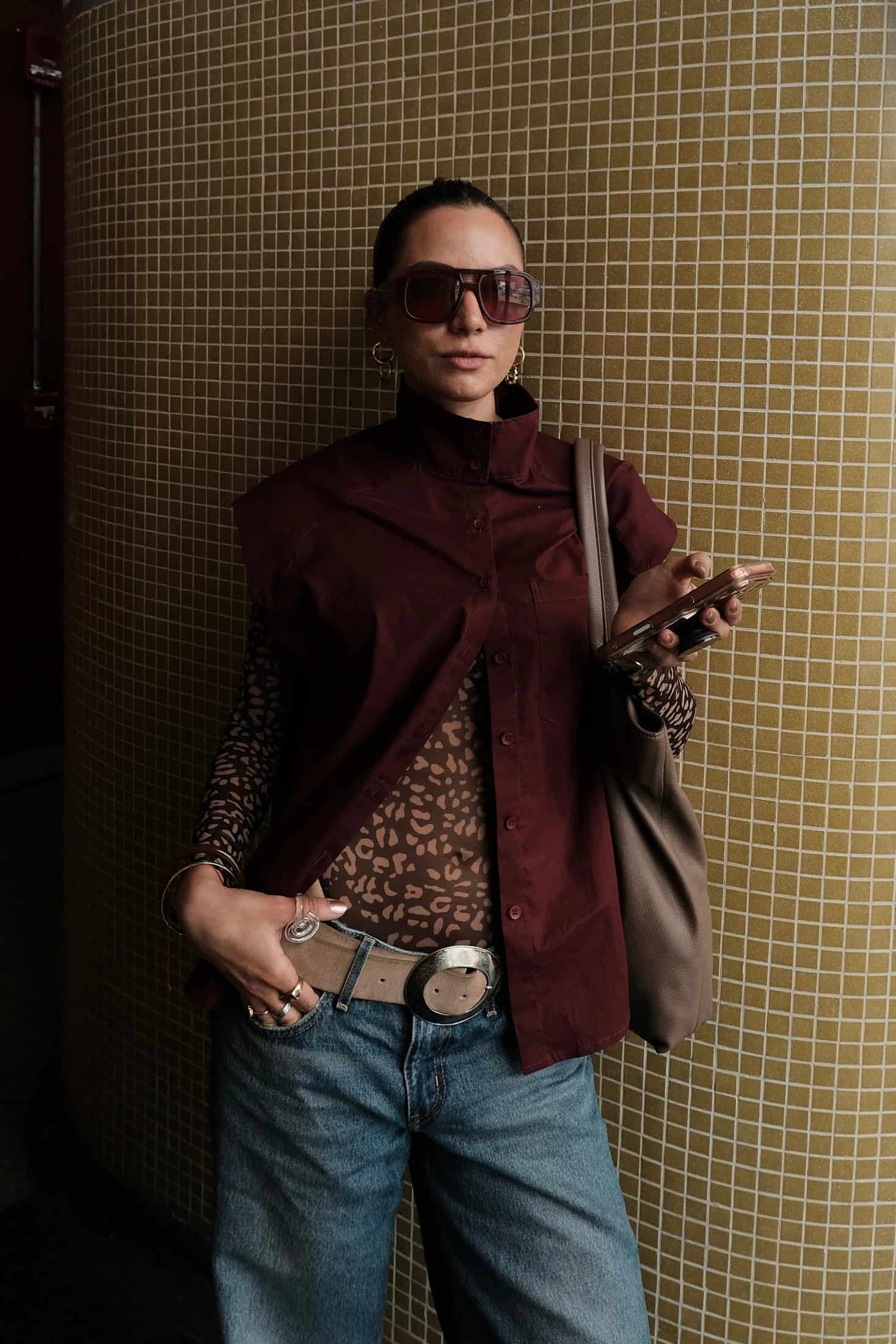 Tinto Funnel-Neck Shirt | Vino - miniatura 8