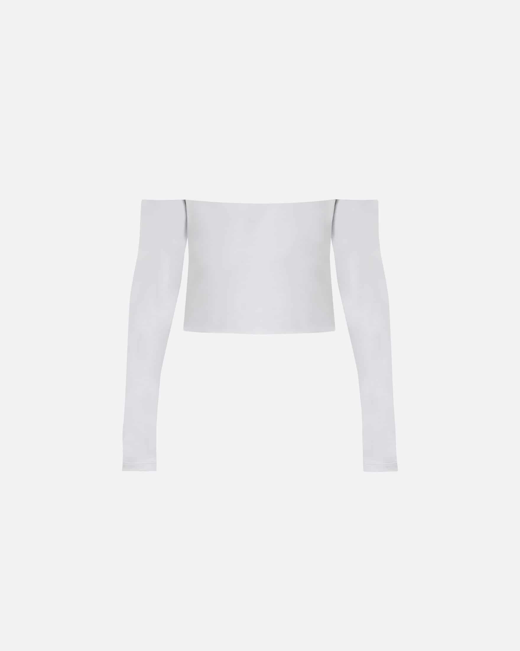 Basics Off Shoulder Long Sleeve Top White - miniatura 3