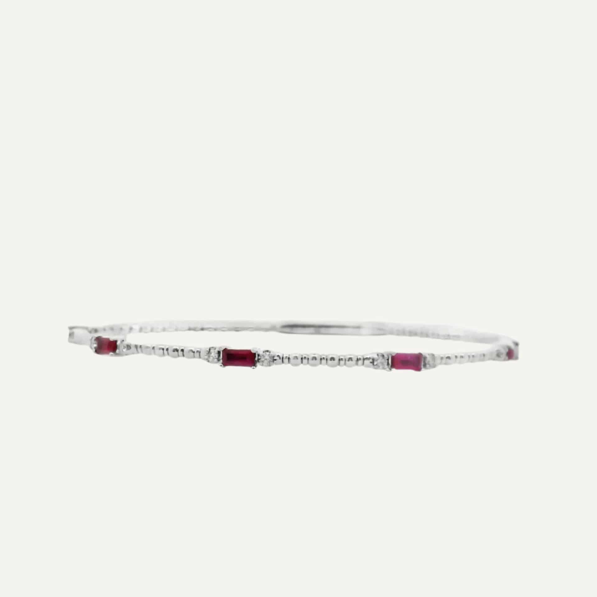 Pulsera Bangle dots baguettes 14K - miniatura 1