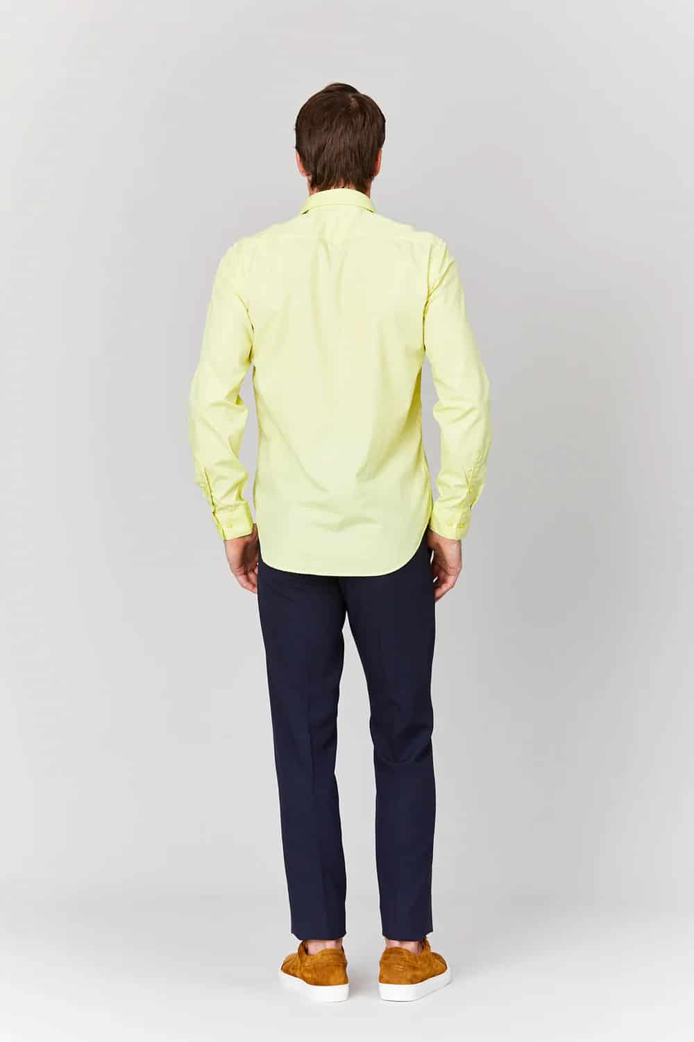 Men's basic yellow cotton muslin shirt - miniatura 6