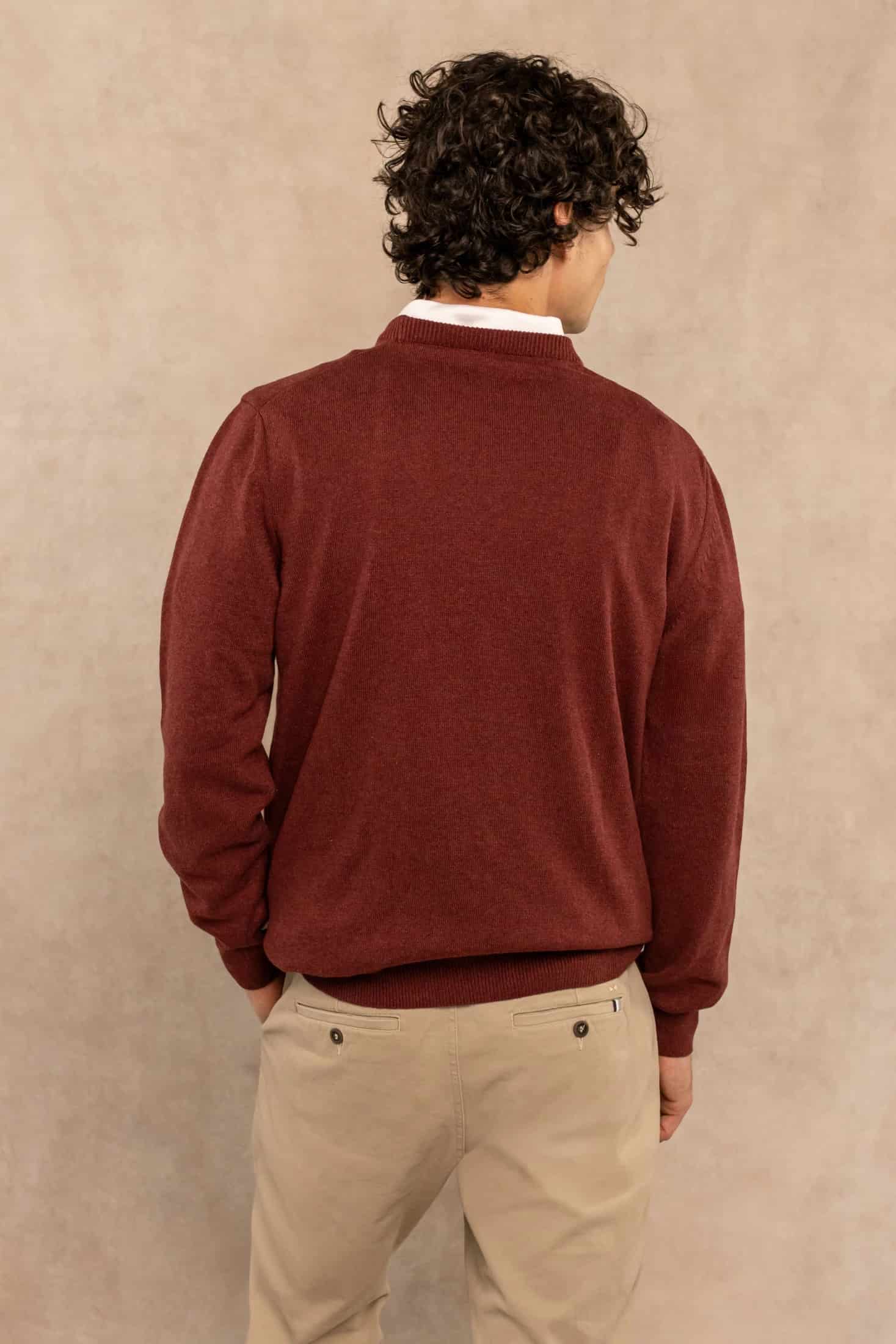 Sueter Algodon Peinado Cuello Redondo Vintage Wine - miniatura 5