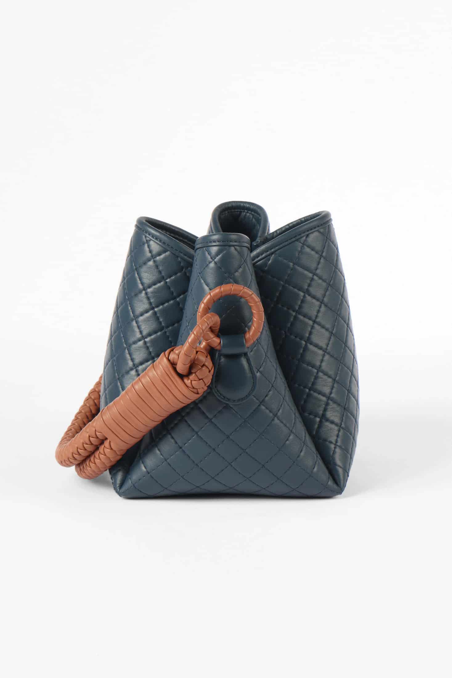 Tulip Mini  Bucket Bag, Navy Blue & Brandy - miniatura 3