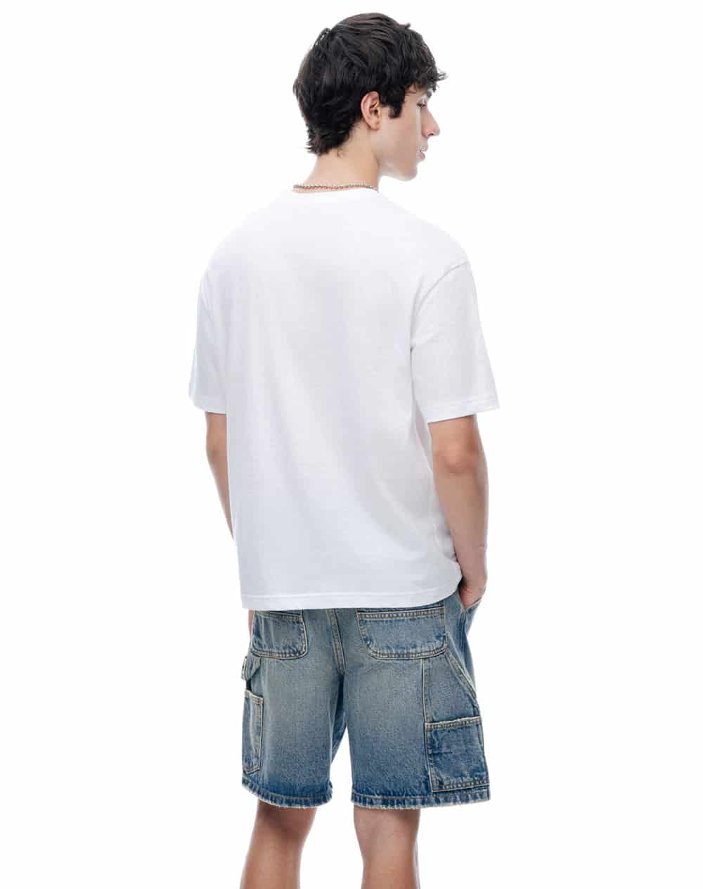 Camiseta manga corta regular estampado blanco hombre - miniatura 2