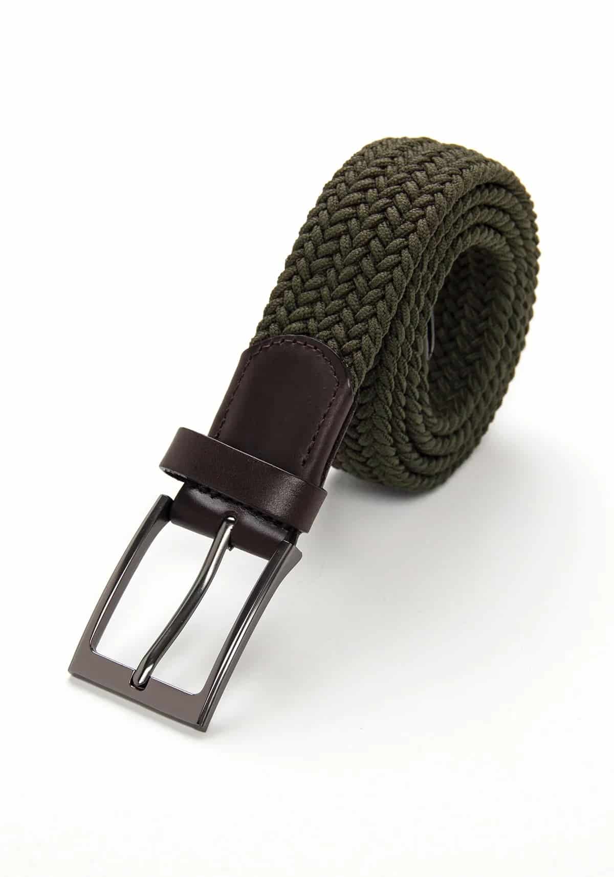 Cinturón Trenzado Elástico Verde Militar - miniatura 1