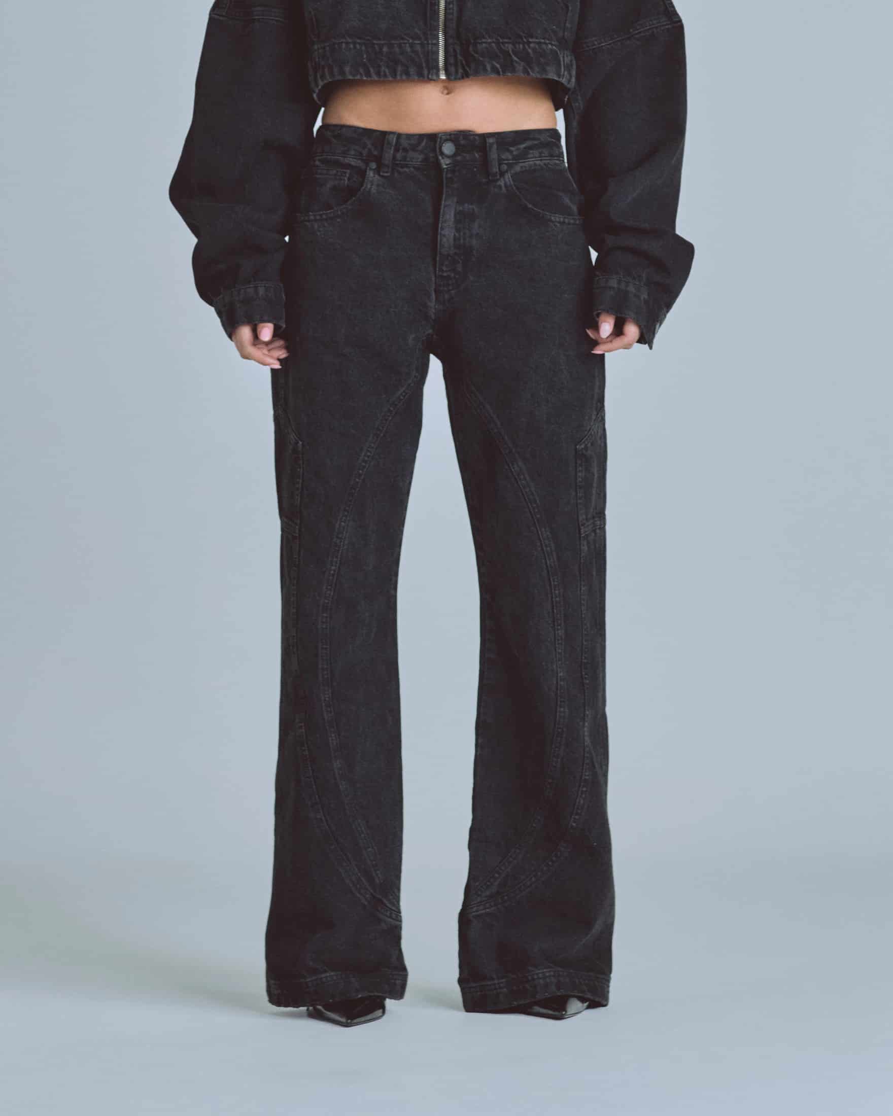 W Basics UNDERGOLD Panelled Wide Jeans Black - miniatura 7