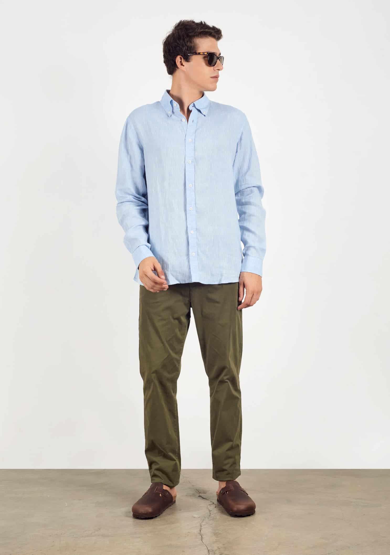 Camisa Lino CBD Azul Celeste L-Atn - miniatura 5