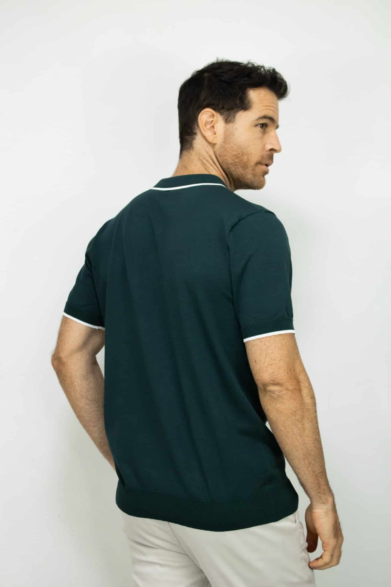 POLO TEJIDA CON CIERRE VERDE PARA HOMBRE - miniatura 7