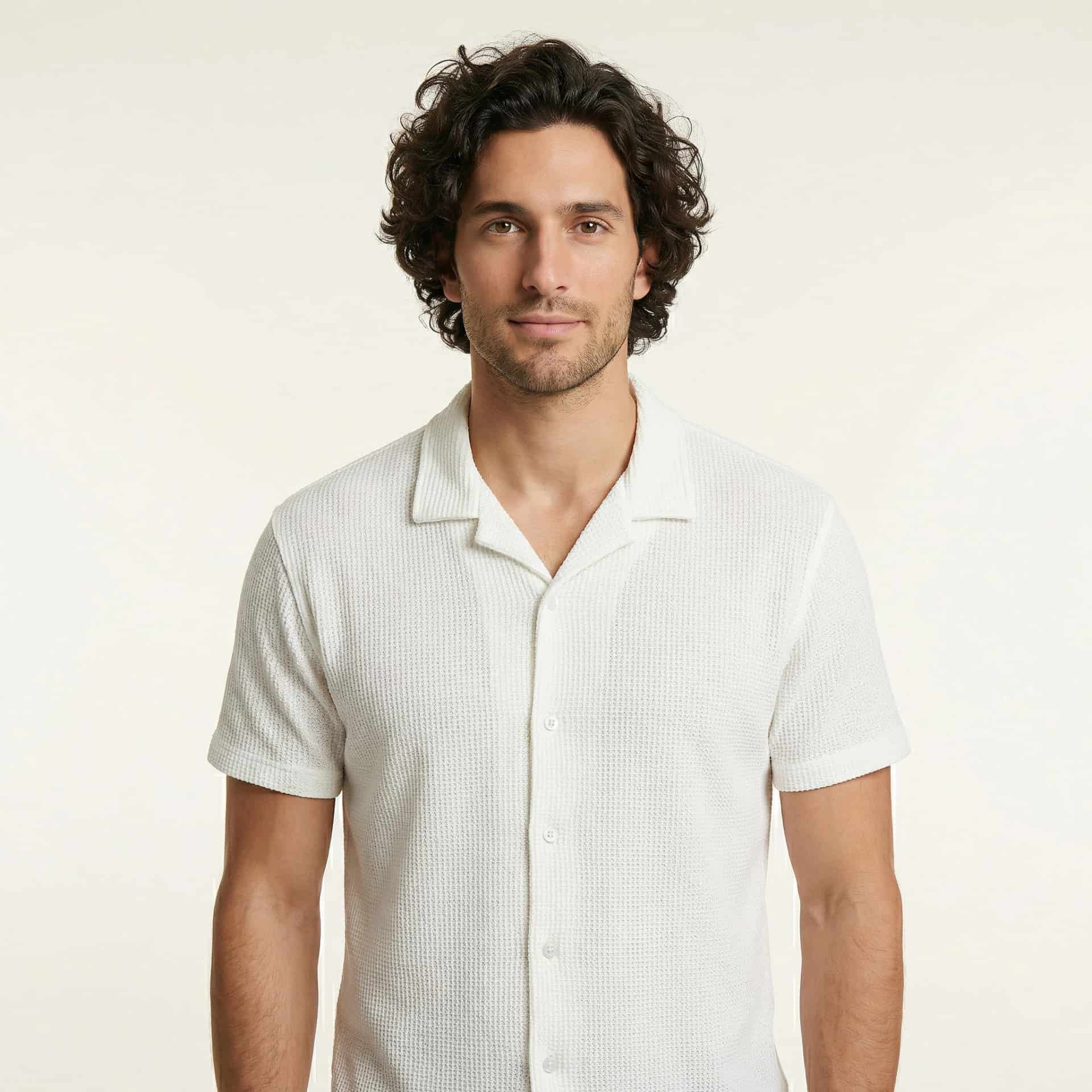 Camisa Texturizada Bowling Blanca C227 - miniatura 1