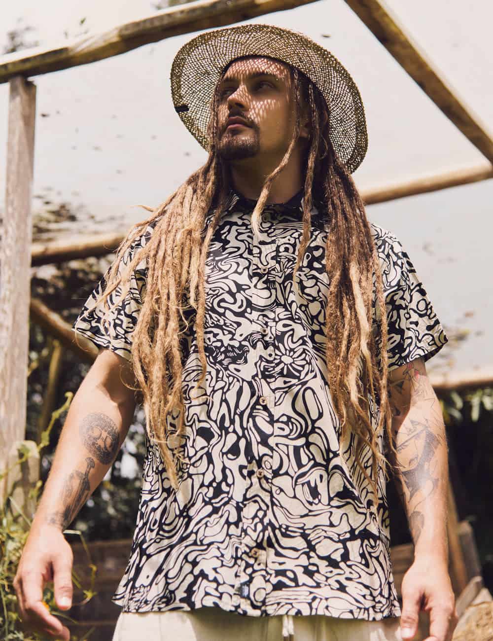 Camisa Regular Fit Pareidolia  negro + crudo Hombre - miniatura 8