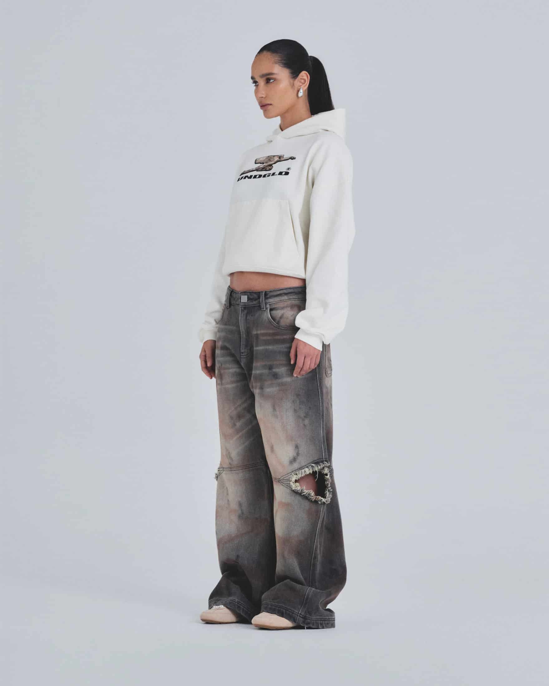 W Holy State Deco Boxy Fit Hoodie White - miniatura 5