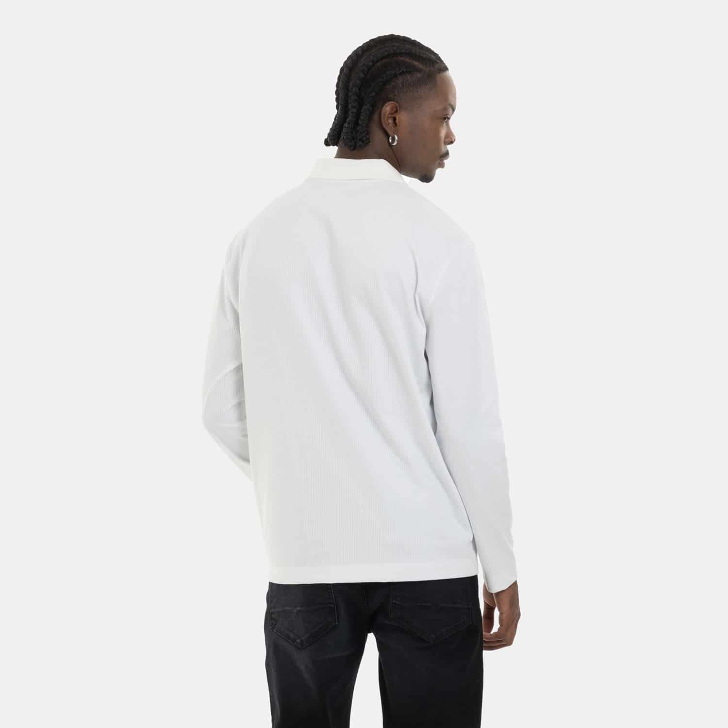 Zip Polo Sweatshirt White - miniatura 3