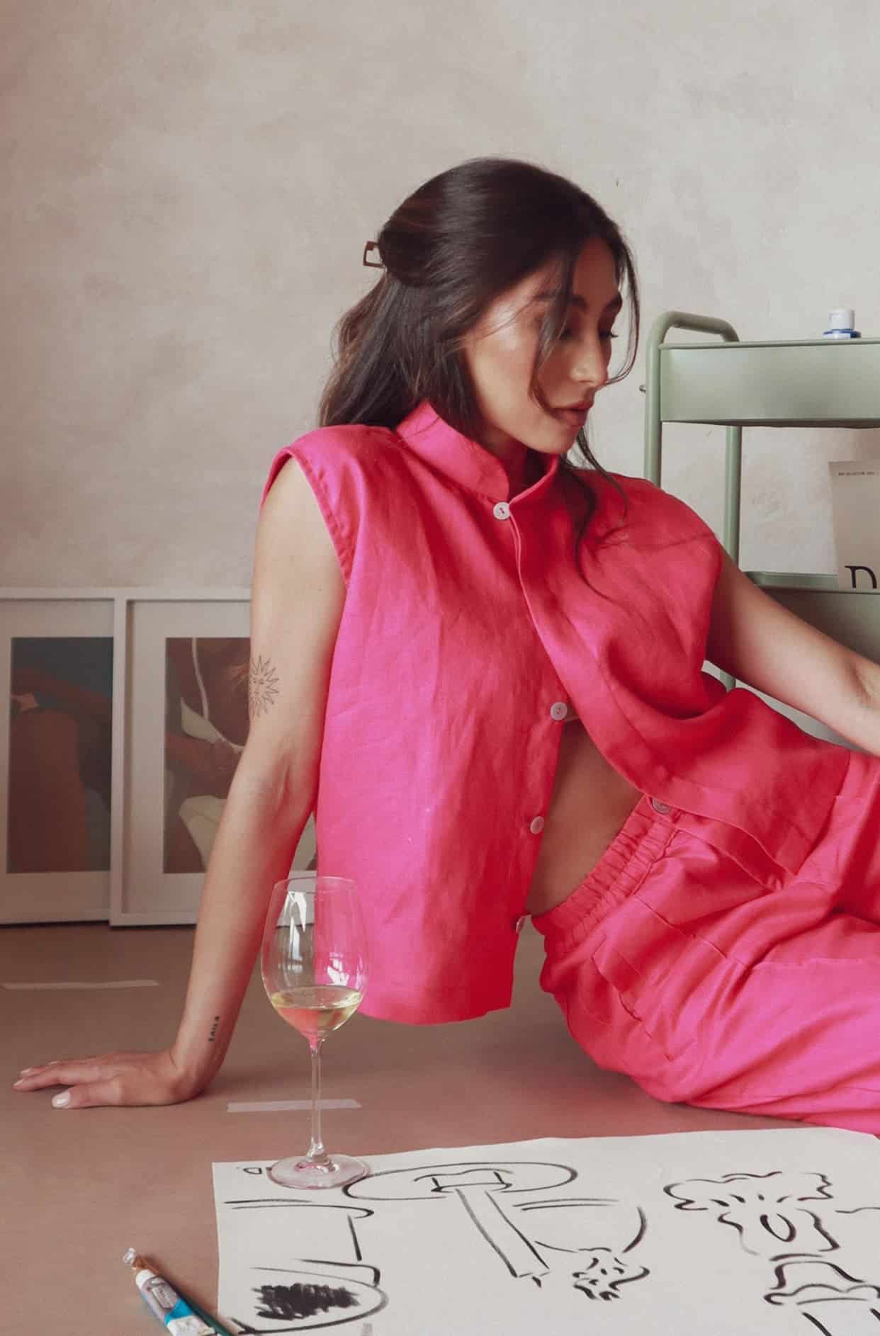 Chaleco Muse de lino | rosado Hot Pink - miniatura 5