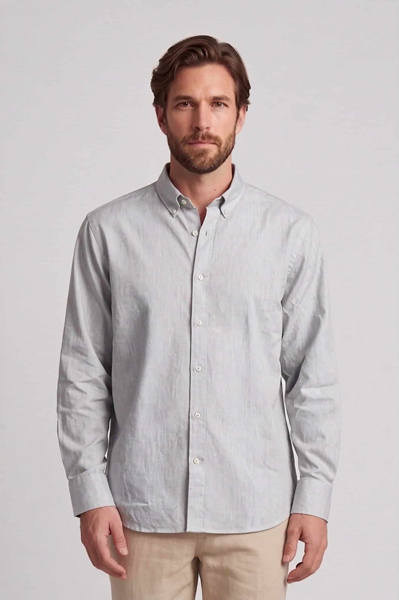 Camisa manga larga lino y algodón para hombre Jon Sonen 010226001 - miniatura 2
