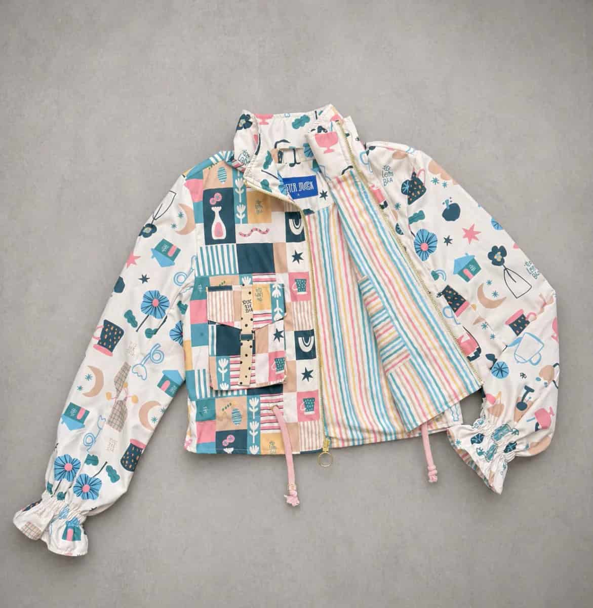 Chaqueta corta estampada crema - miniatura 3