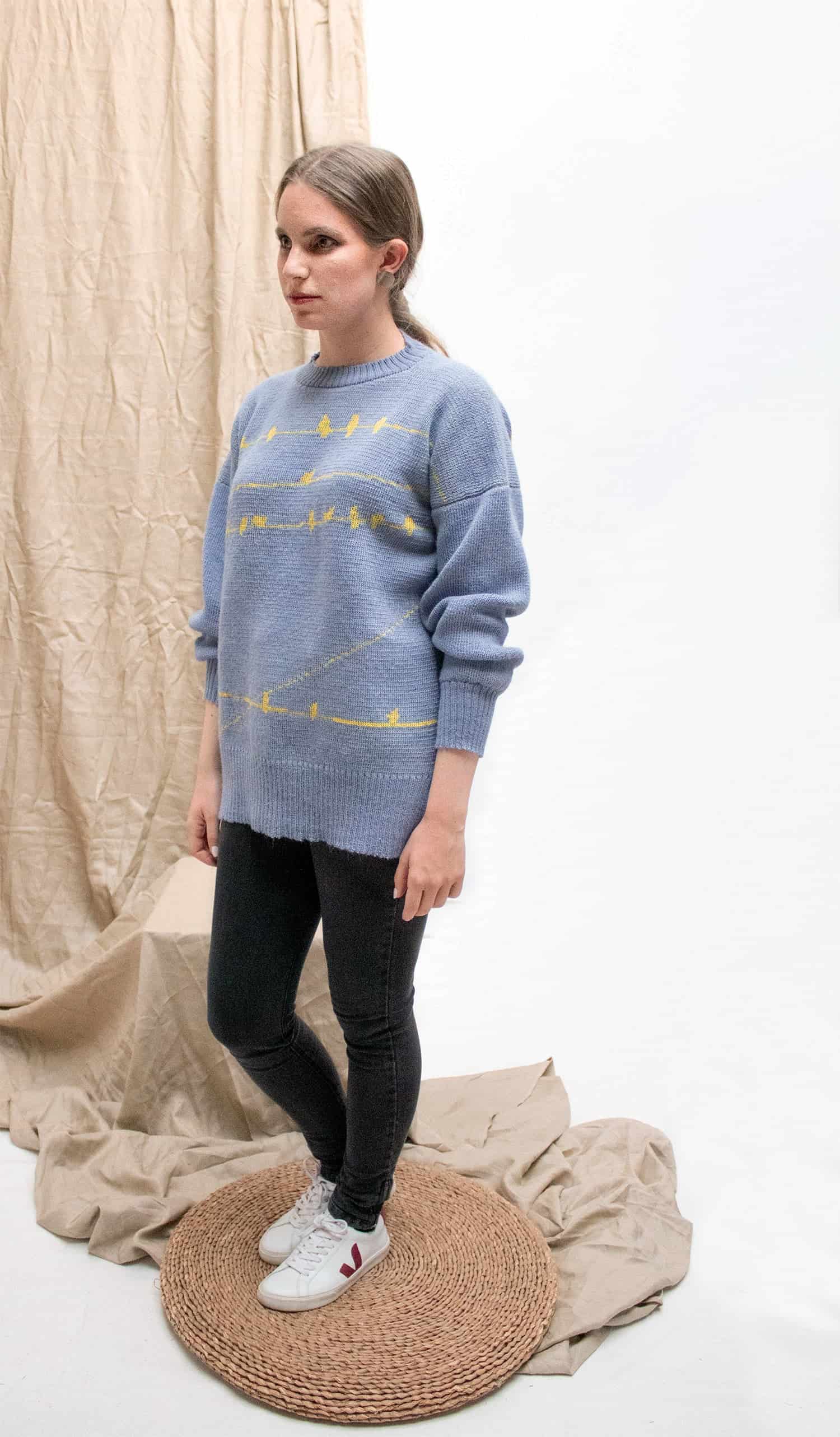 Suéter Pajaritos Alpaca - celeste y amarillo - miniatura 2