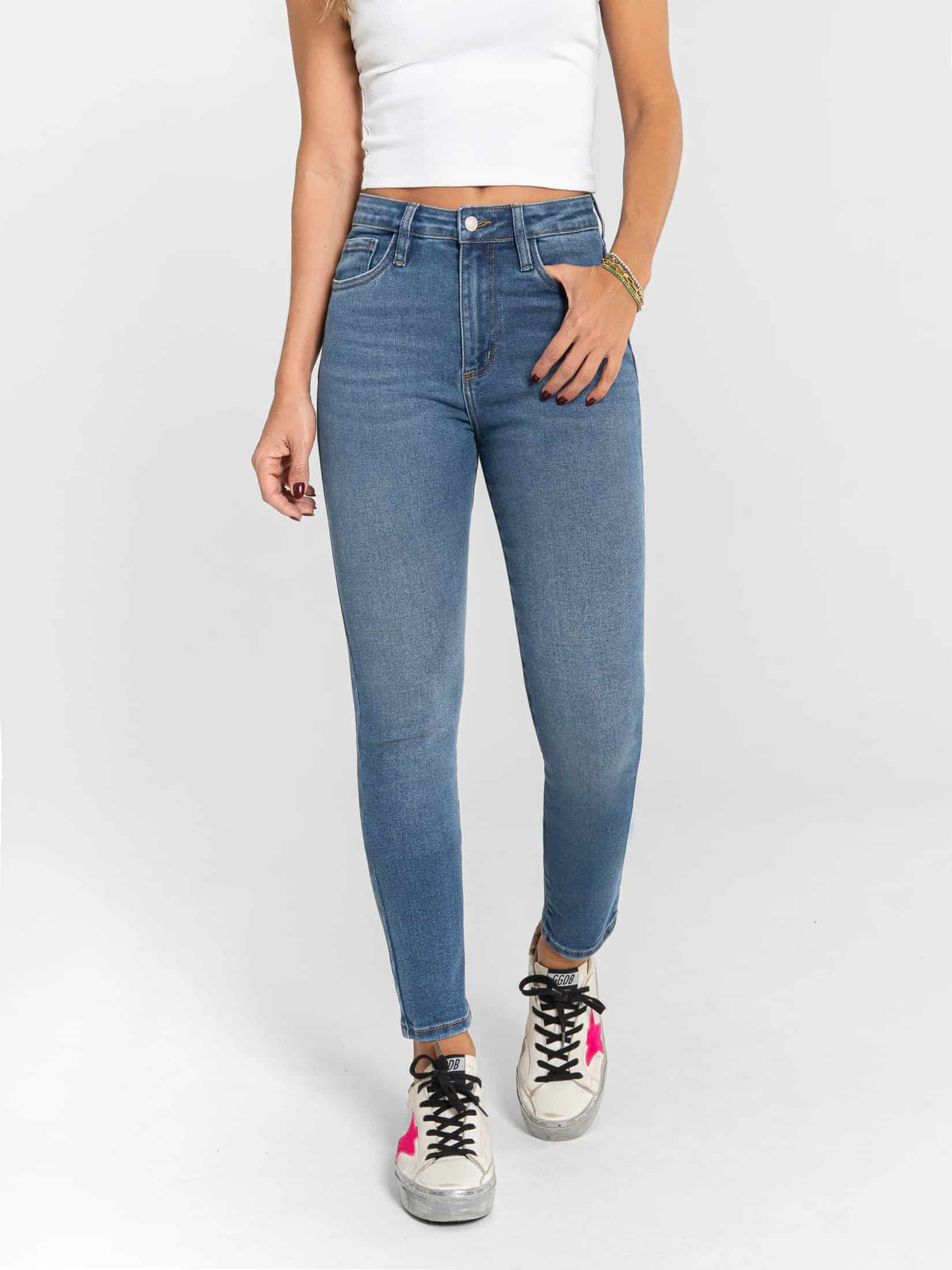 Ref: 066351 Jean Skinny stretch, tiro alto, tono azul medio. - miniatura 1
