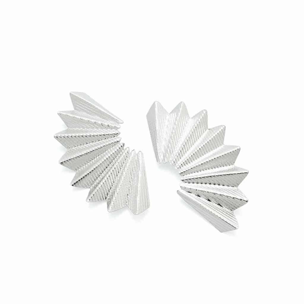 ARETES ABANICOS MEDIANOS PLATEADOS - miniatura 1