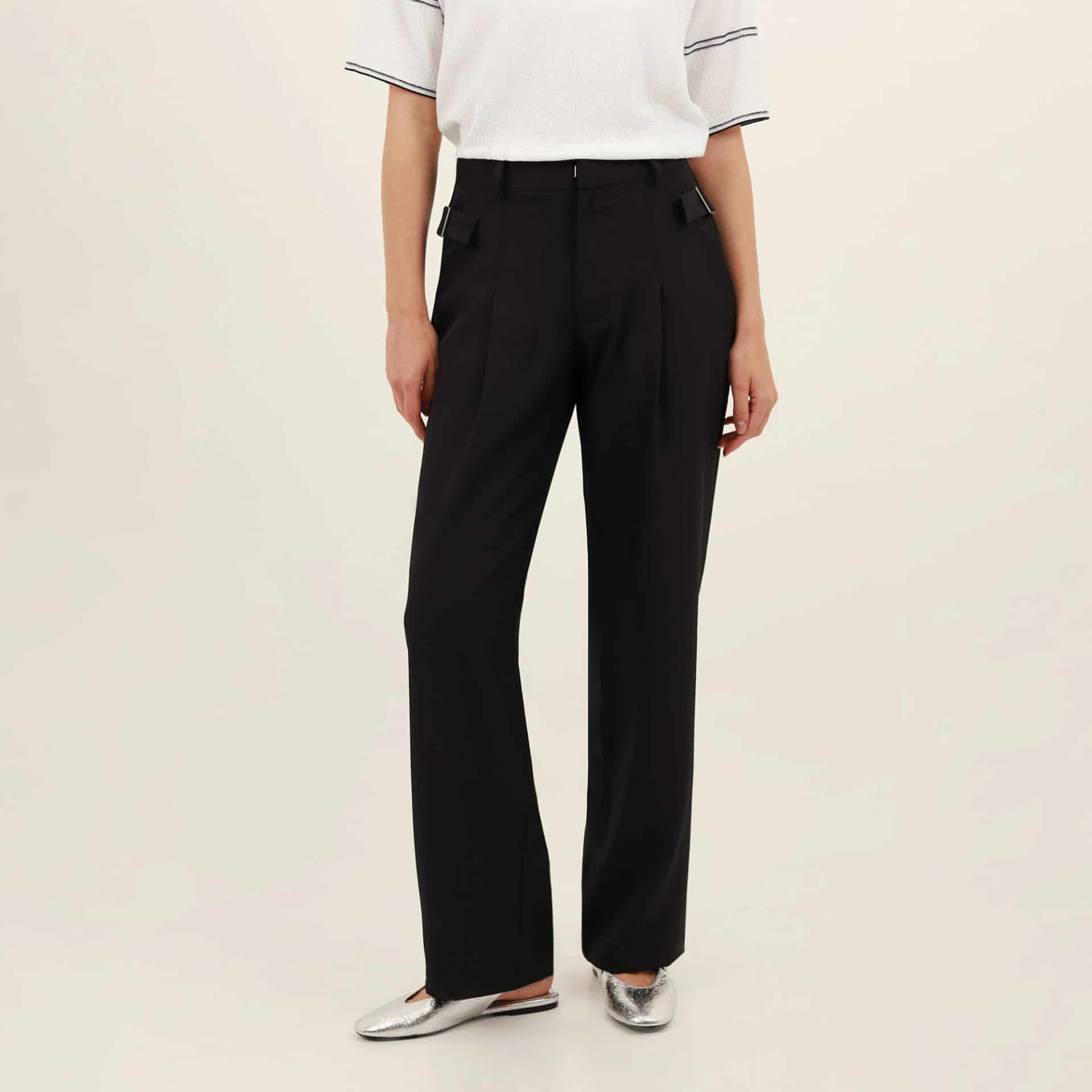 Pantalón bota recta con prenses y charreteras - miniatura 3