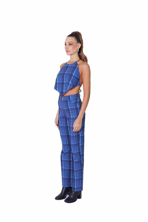 Howdy Top In Blue Tartan - miniatura 4