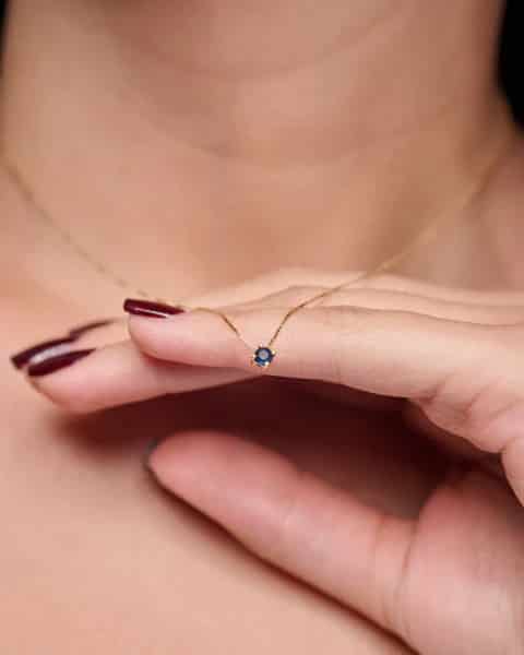 Cadena dije Zafiro solitario - miniatura 1