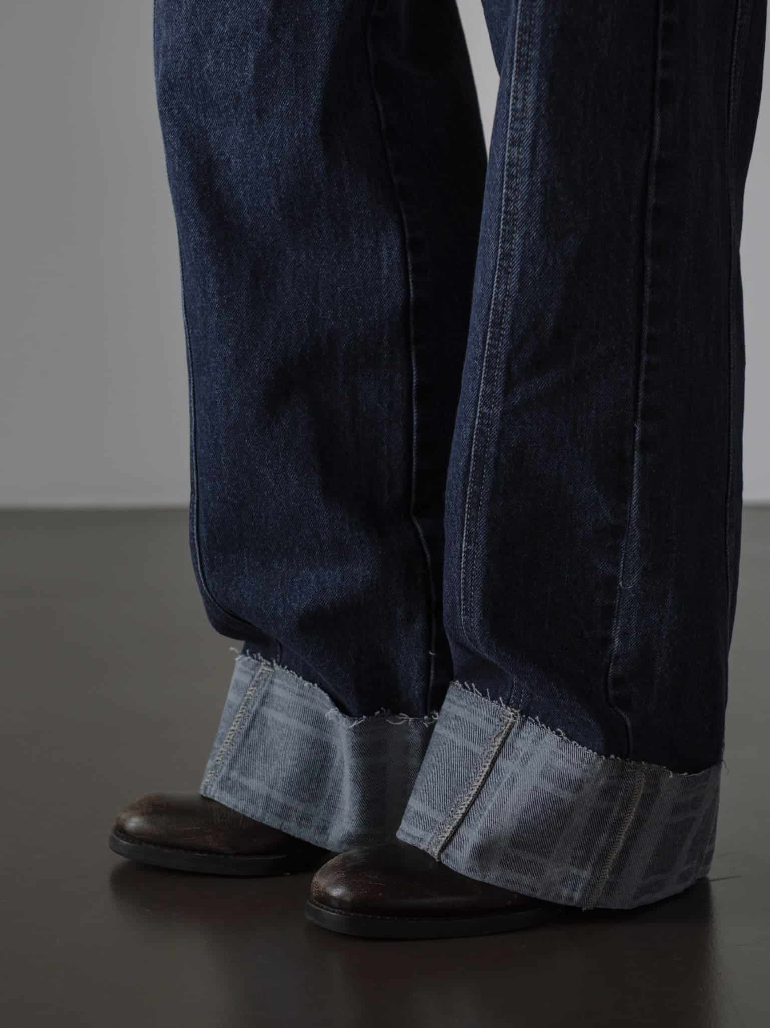 SQUARED CUFF JEAN - MEDIUM DARK BLUE - miniatura 2