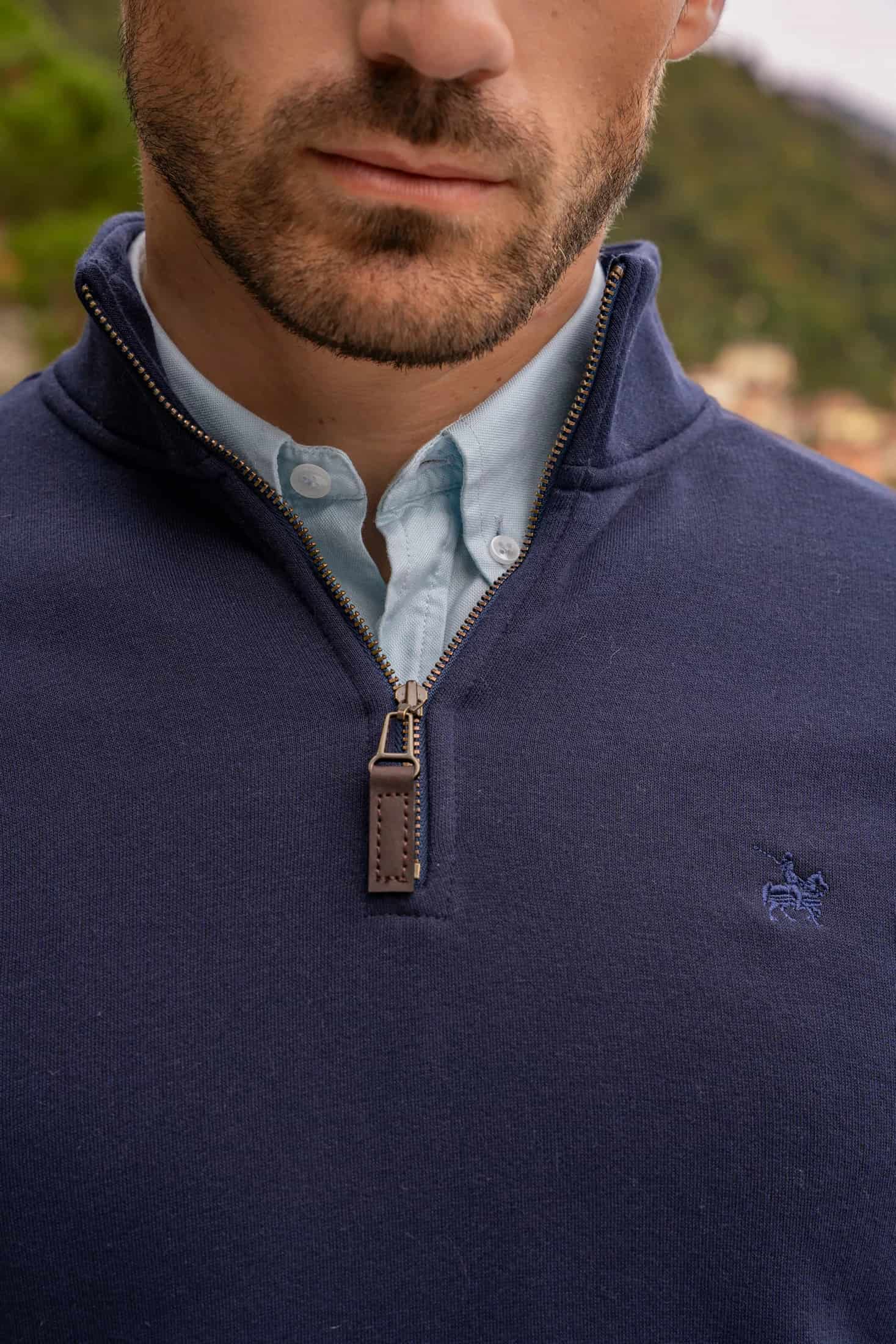 Suéter Halfzip Varenna Hombre Azul Oscuro - miniatura 2