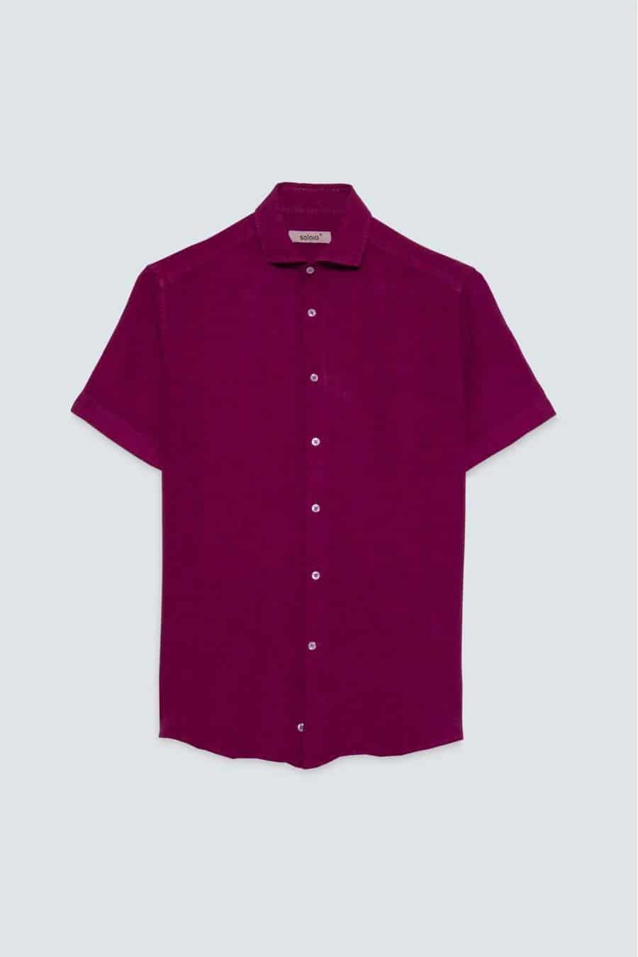 men’s linen shirt fuxia mc basic - miniatura 2