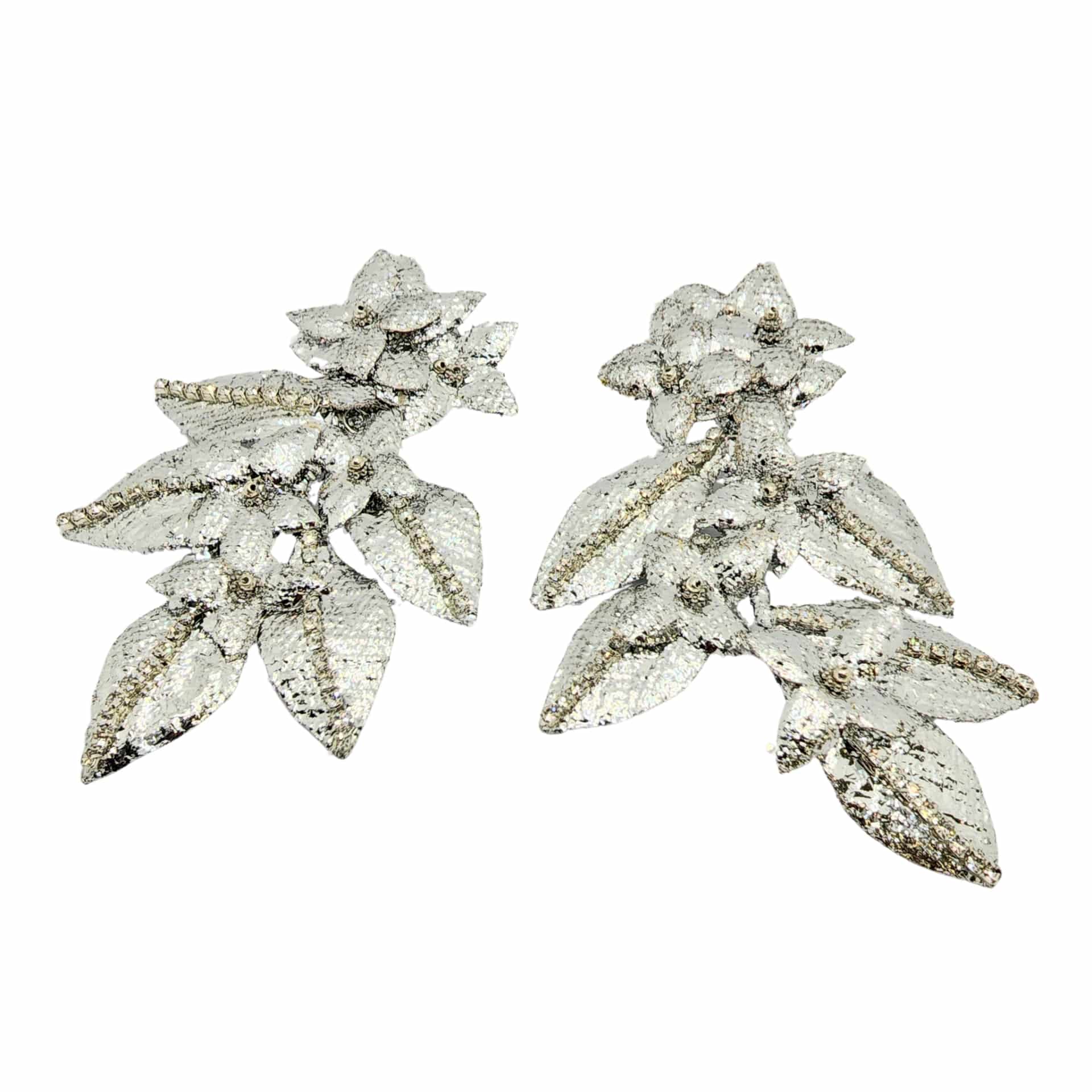 Silver Leaf Bloom Earrings - miniatura 3