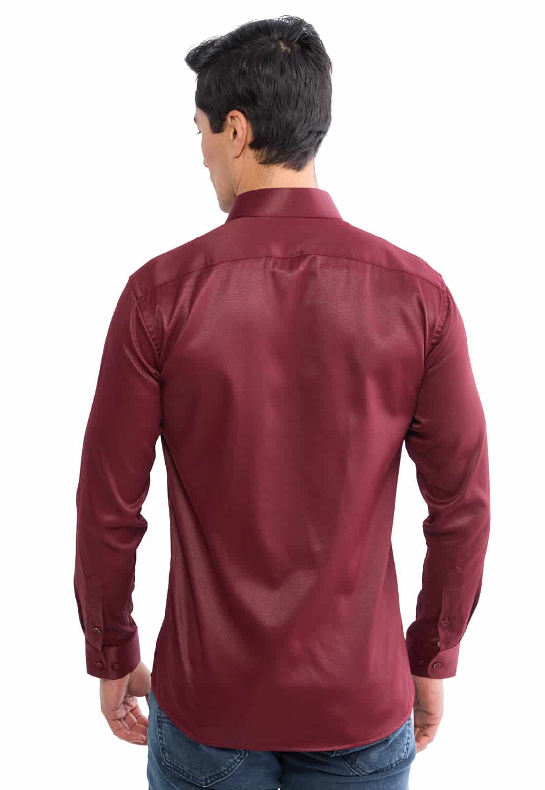 Camisa manga larga vinotinto con textura - miniatura 2