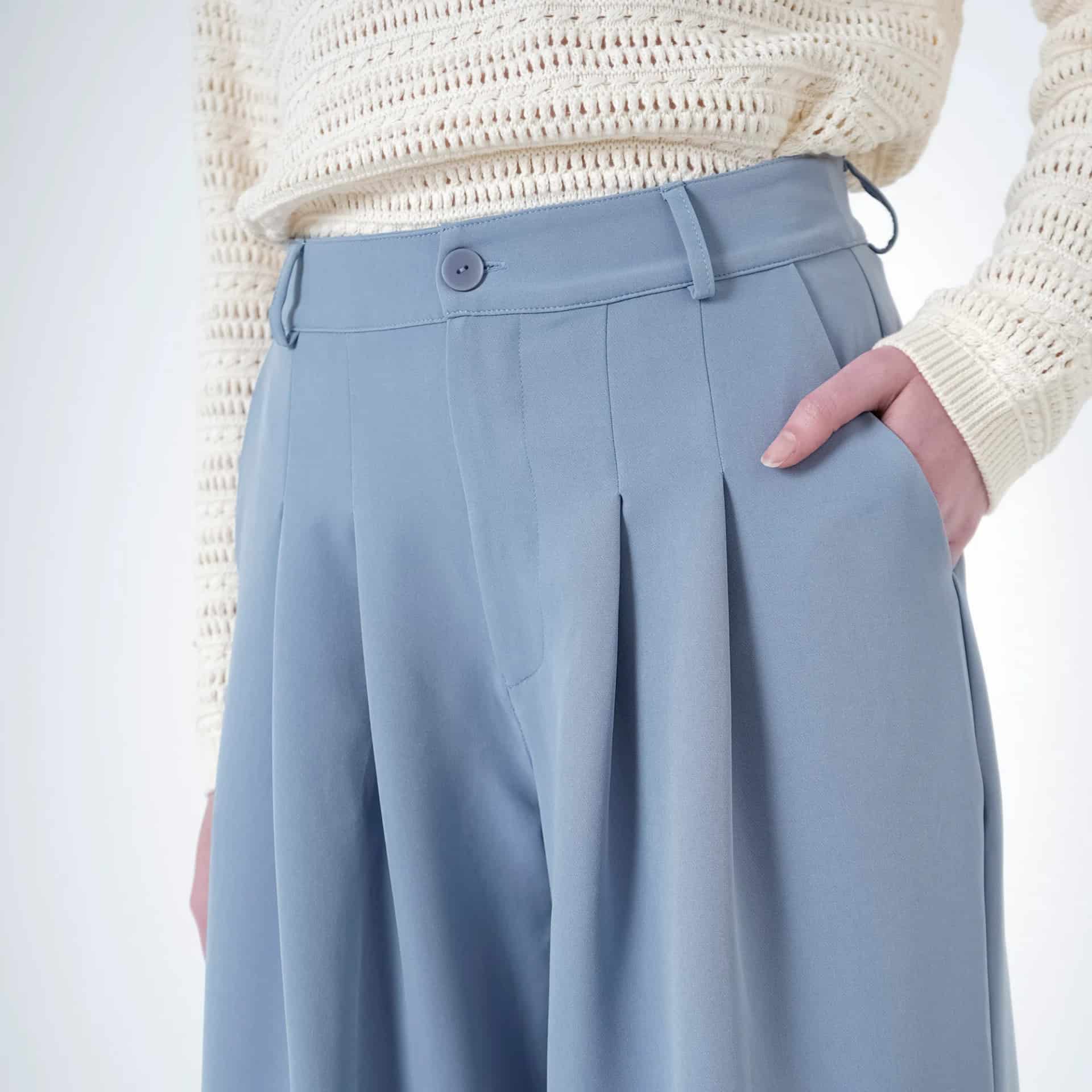 Pantalón palazzo elegante con prenses - miniatura 4